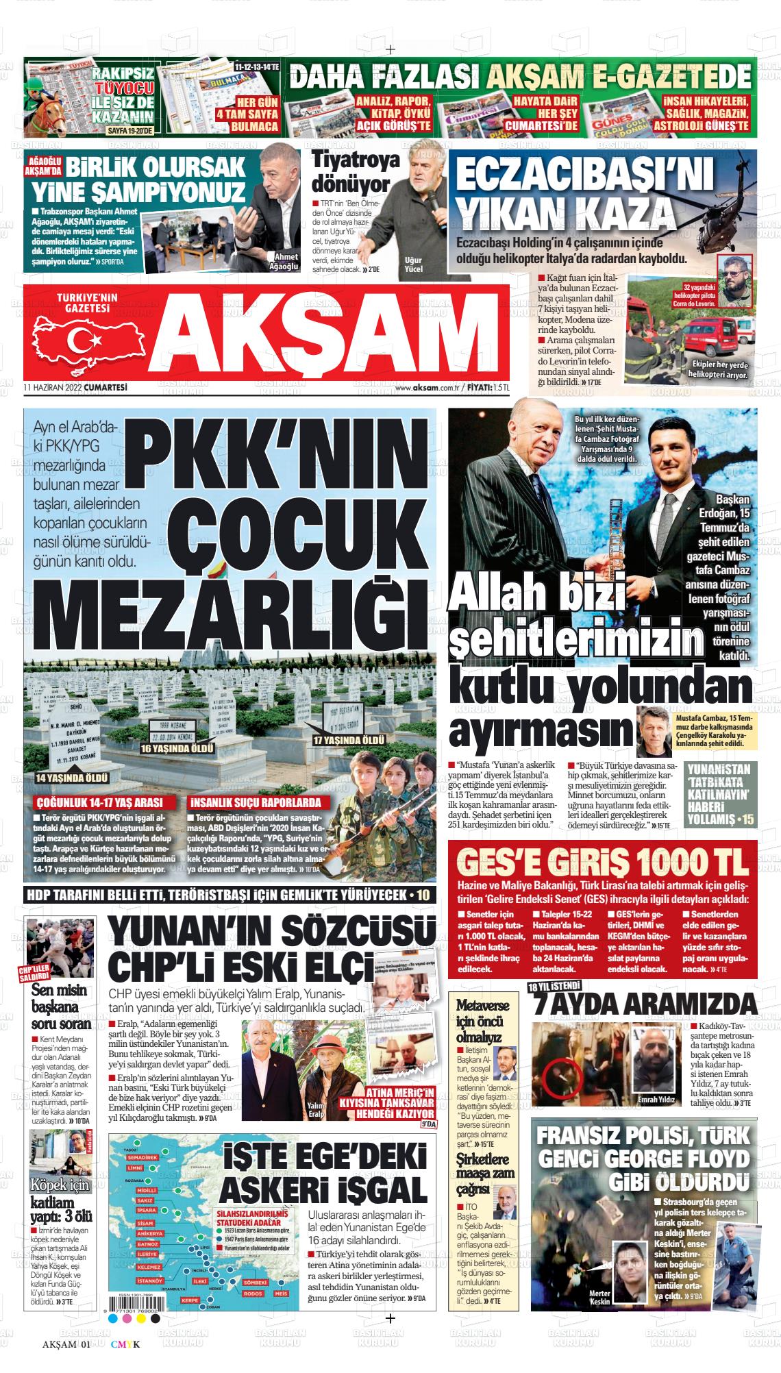 11 Haziran 2022 Akşam Gazete Manşeti