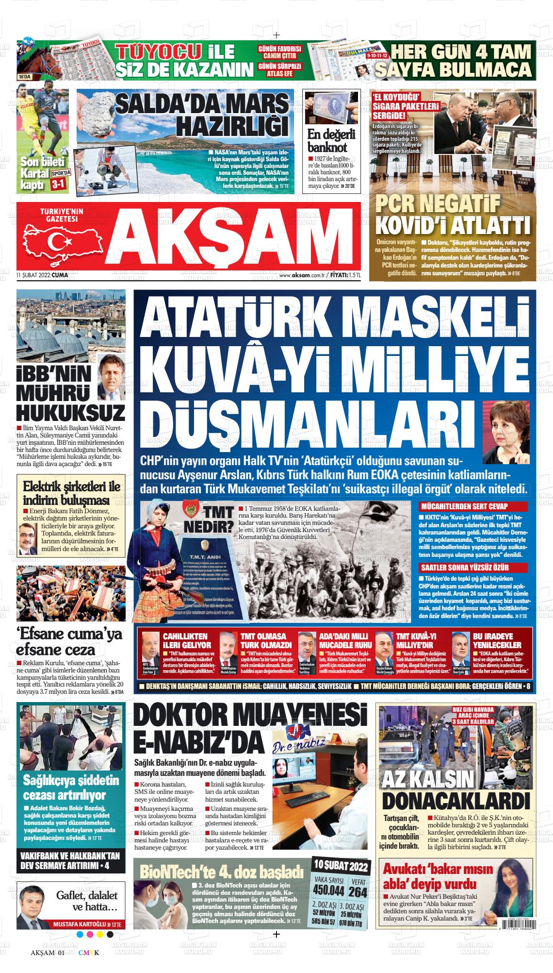 11 Şubat 2022 Akşam Gazete Manşeti