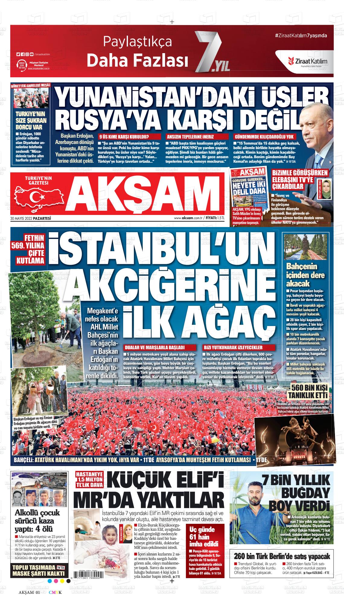 30 Mayıs 2022 Akşam Gazete Manşeti