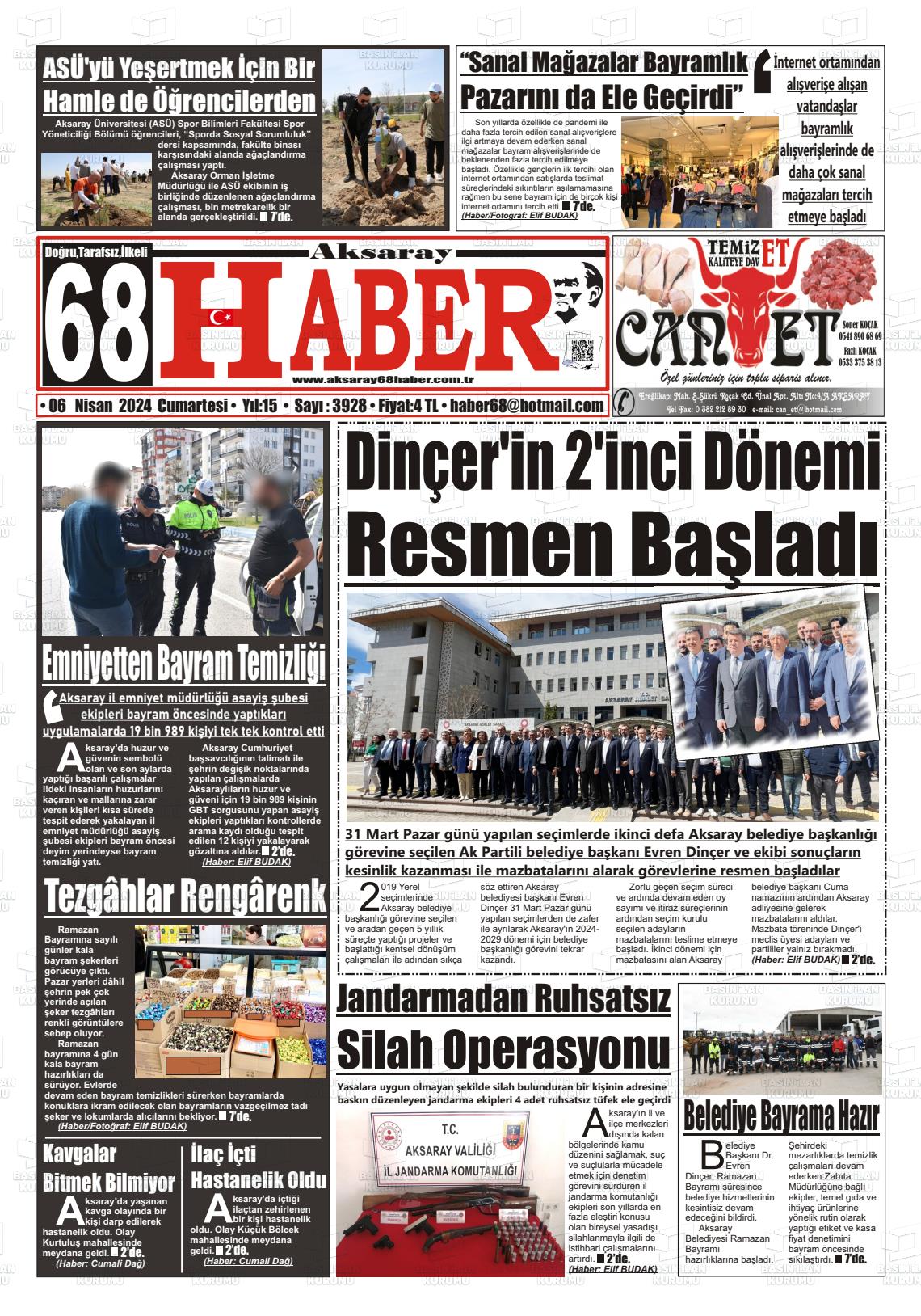 06 Nisan 2024 Aksaray 68 Haber Gazete Manşeti