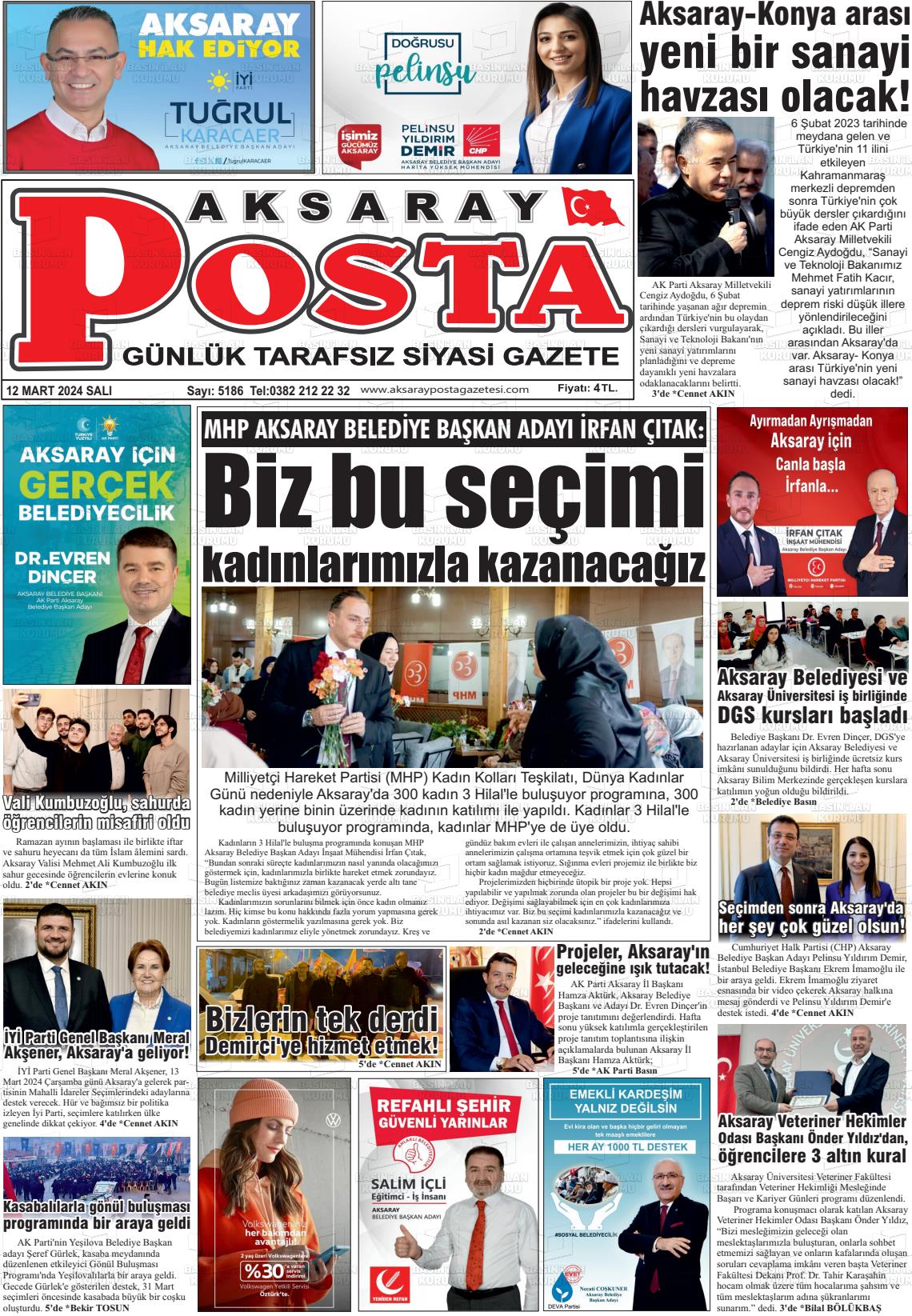 12 Mart 2024 Aksaray Posta Gazete Manşeti