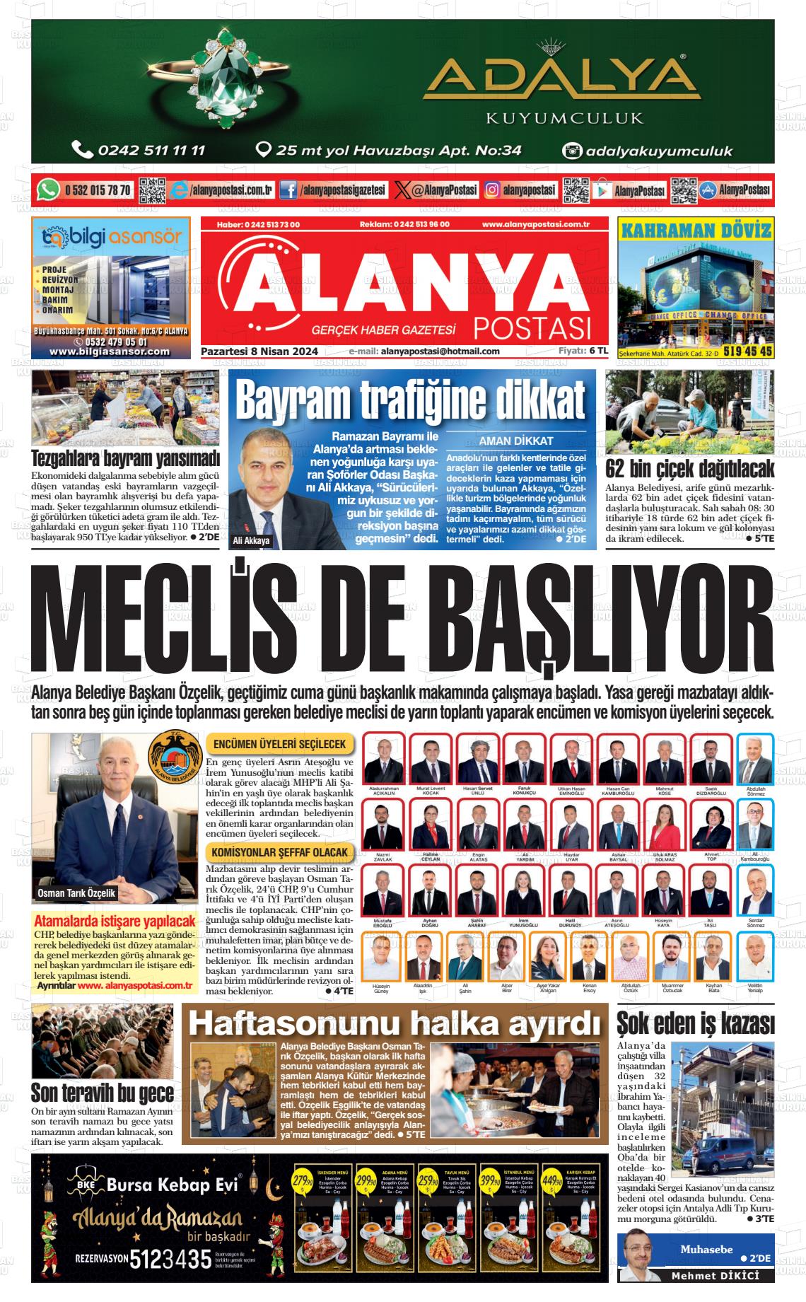 08 Nisan 2024 Alanya Postası Gazete Manşeti