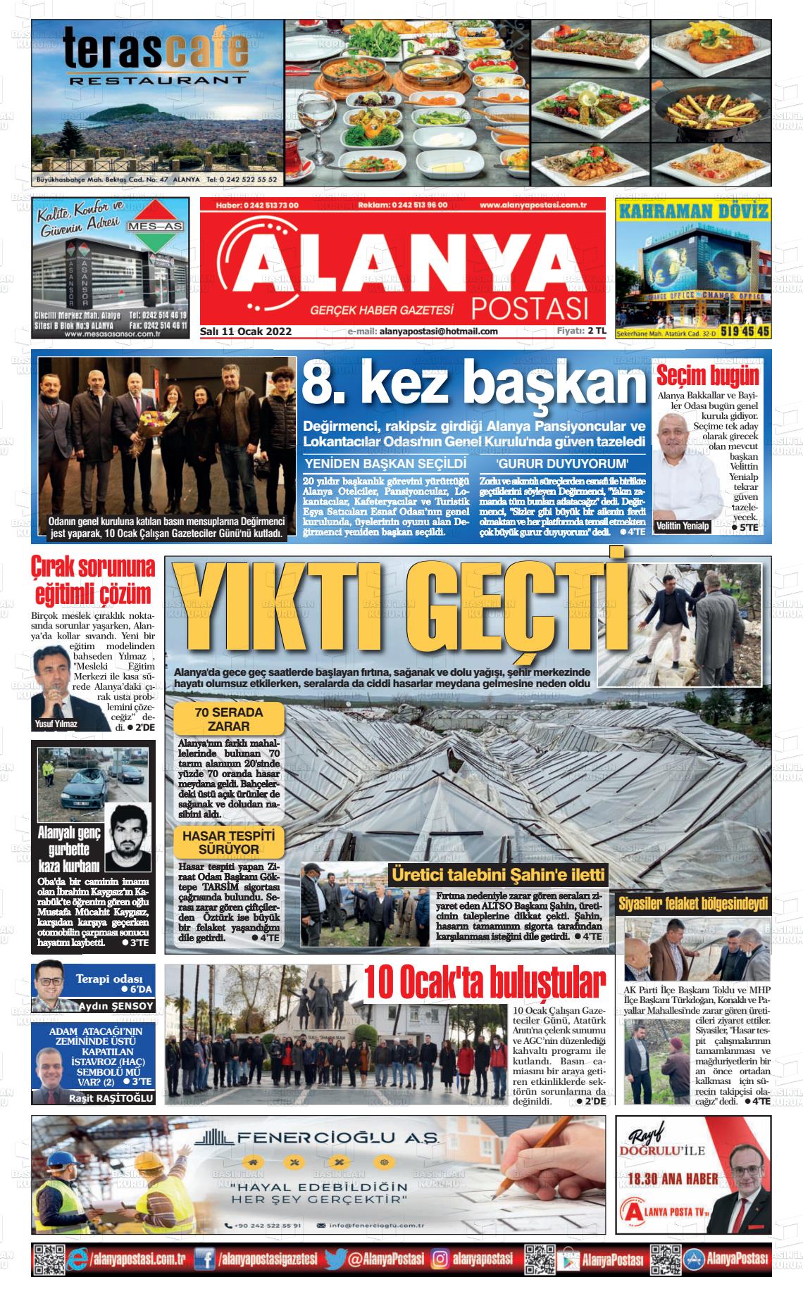 11 Ocak 2022 Alanya Postası Gazete Manşeti