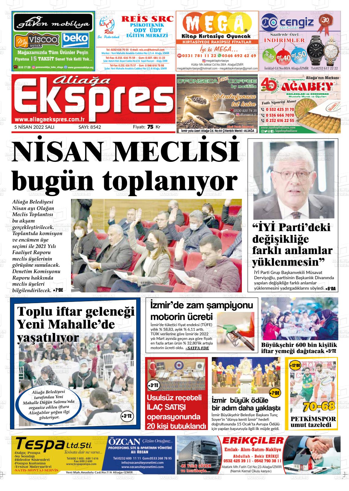 05 Nisan 2022 Aliağa Ekspres Gazete Manşeti