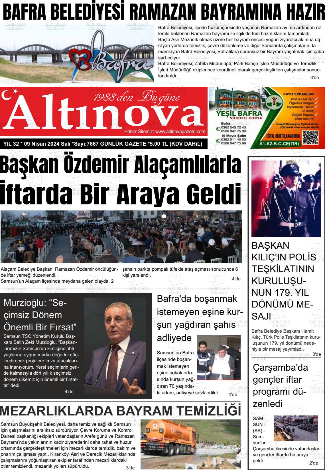 09 Nisan 2024 Altınova Gazete Manşeti