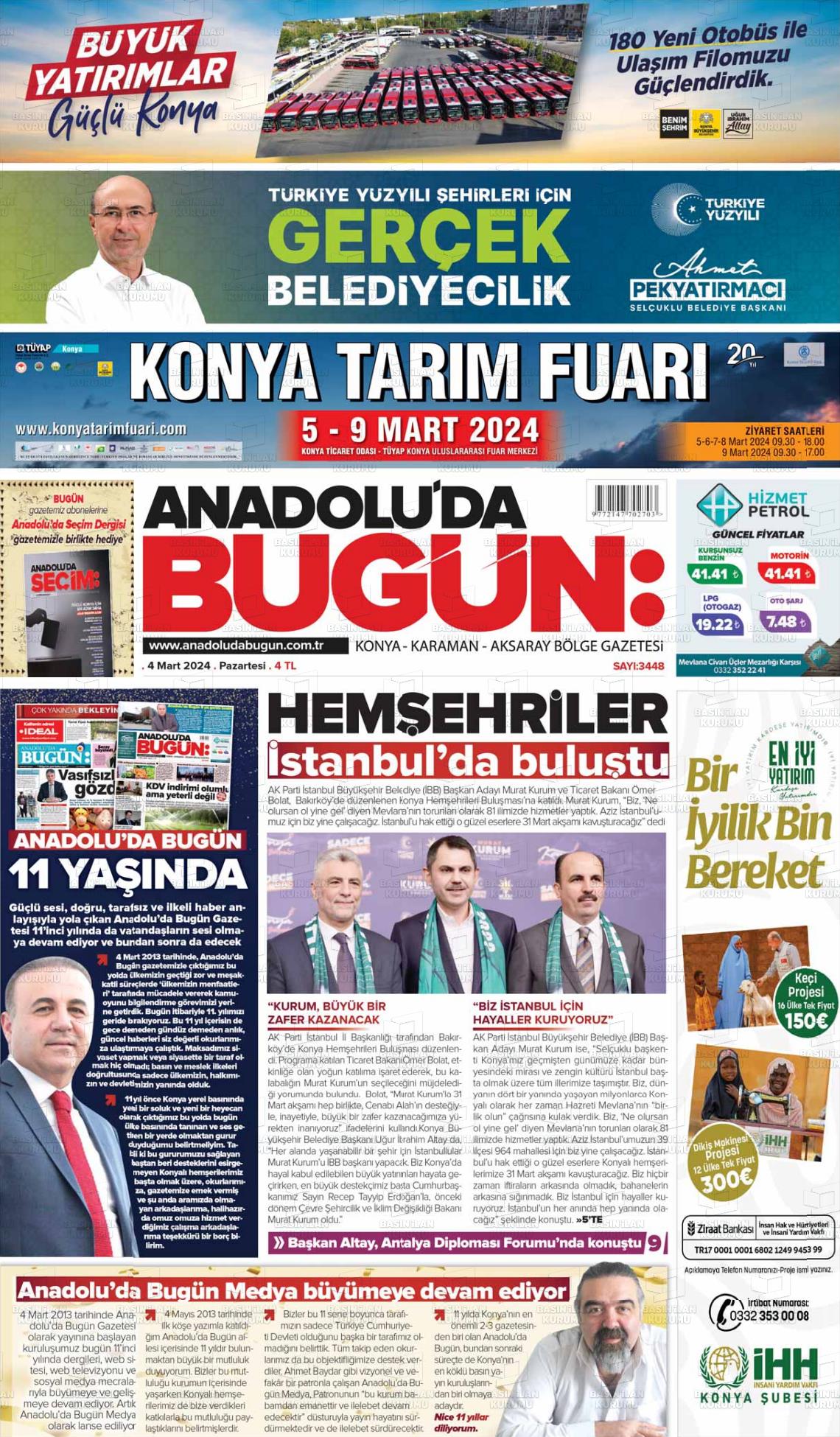 04 Mart 2024 Anadolu'da Bugün Gazete Manşeti