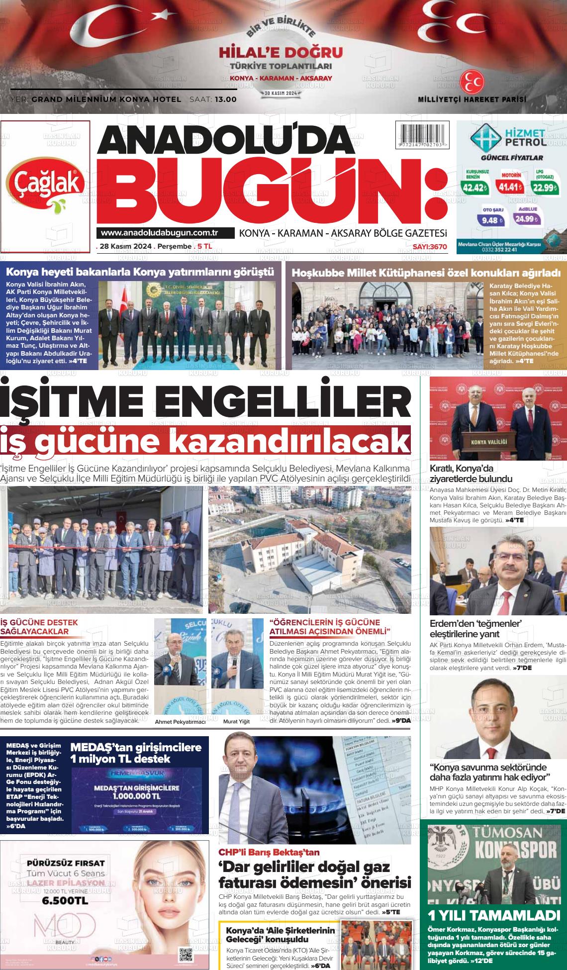 02 Aralık 2024 Anadolu'da Bugün Gazete Manşeti