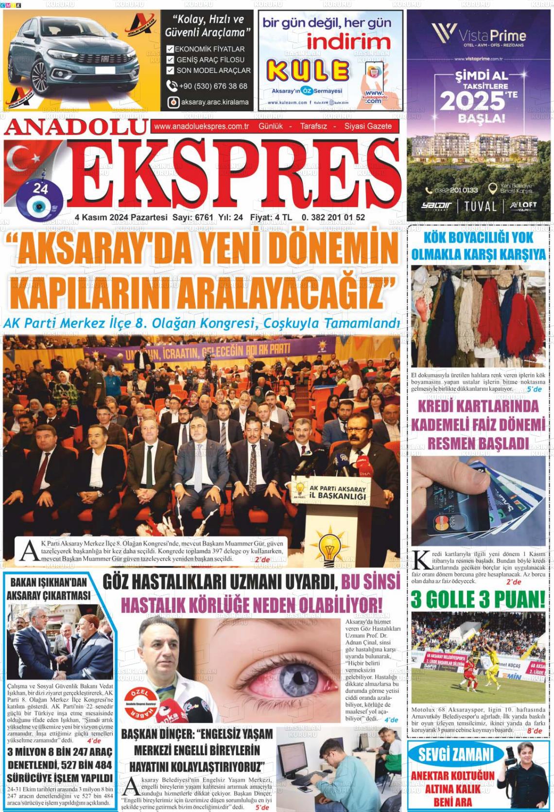 04 Kasım 2024 Anadolu Ekspres Gazete Manşeti