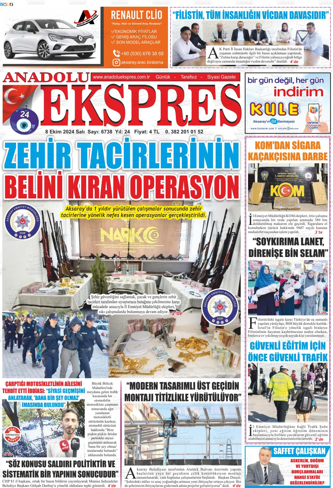 08 Ekim 2024 Anadolu Ekspres Gazete Manşeti