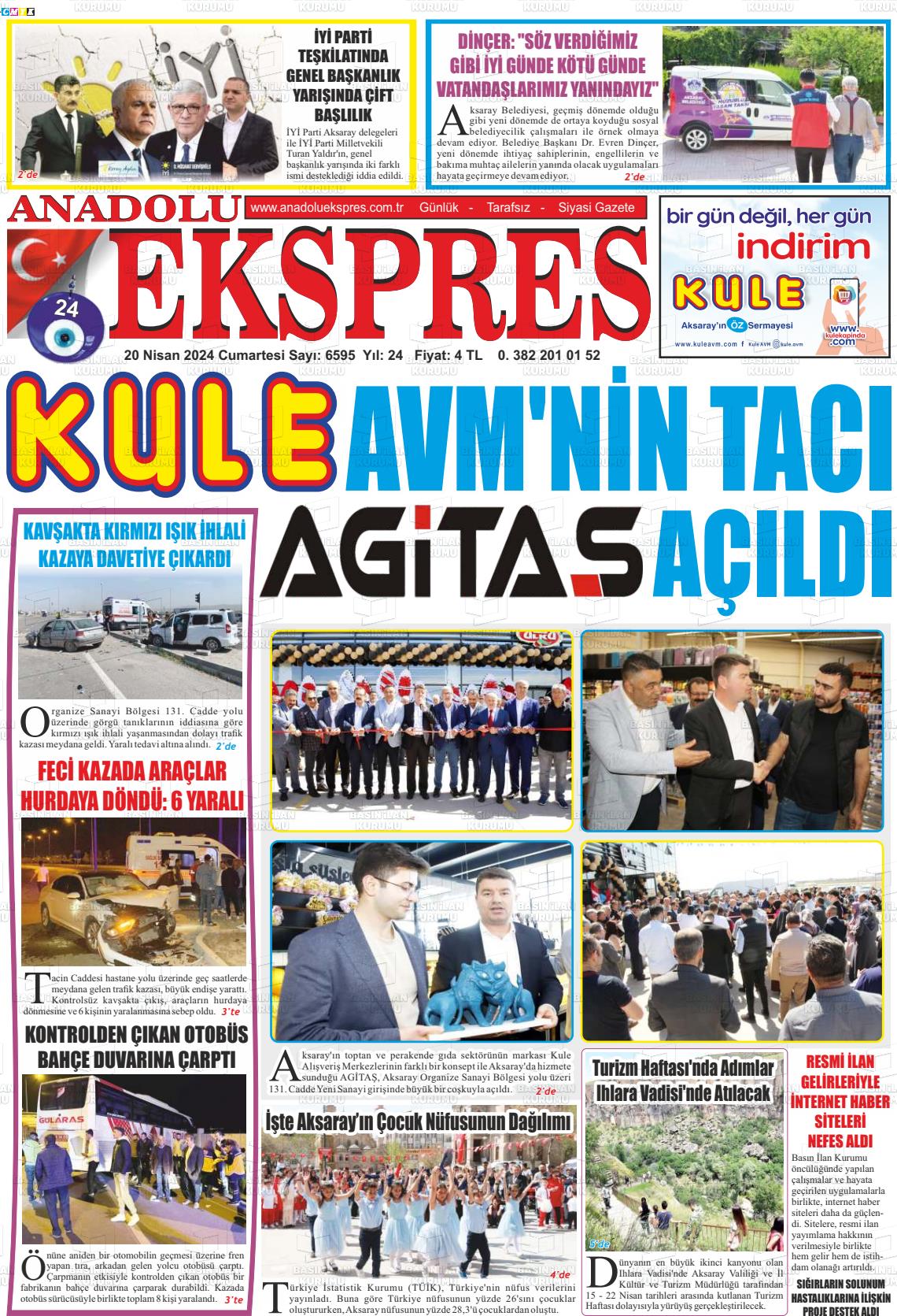 20 Nisan 2024 Anadolu Ekspres Gazete Manşeti