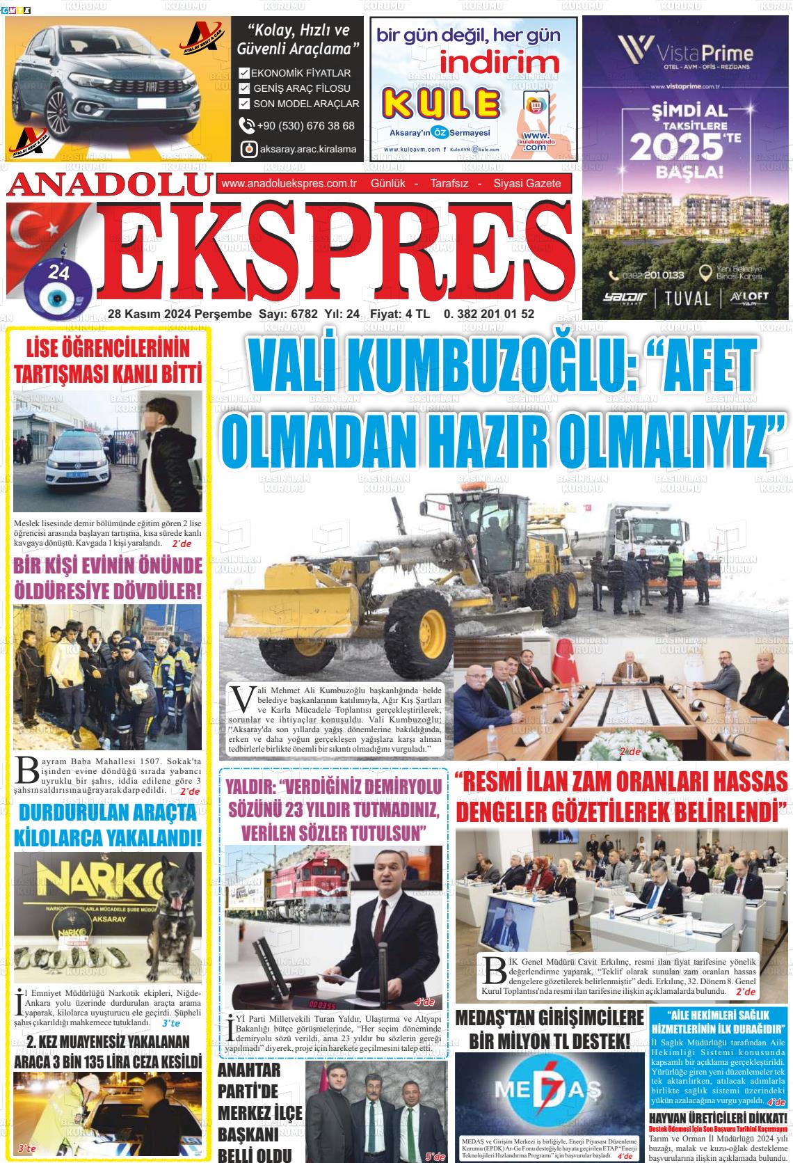 03 Aralık 2024 Anadolu Ekspres Gazete Manşeti