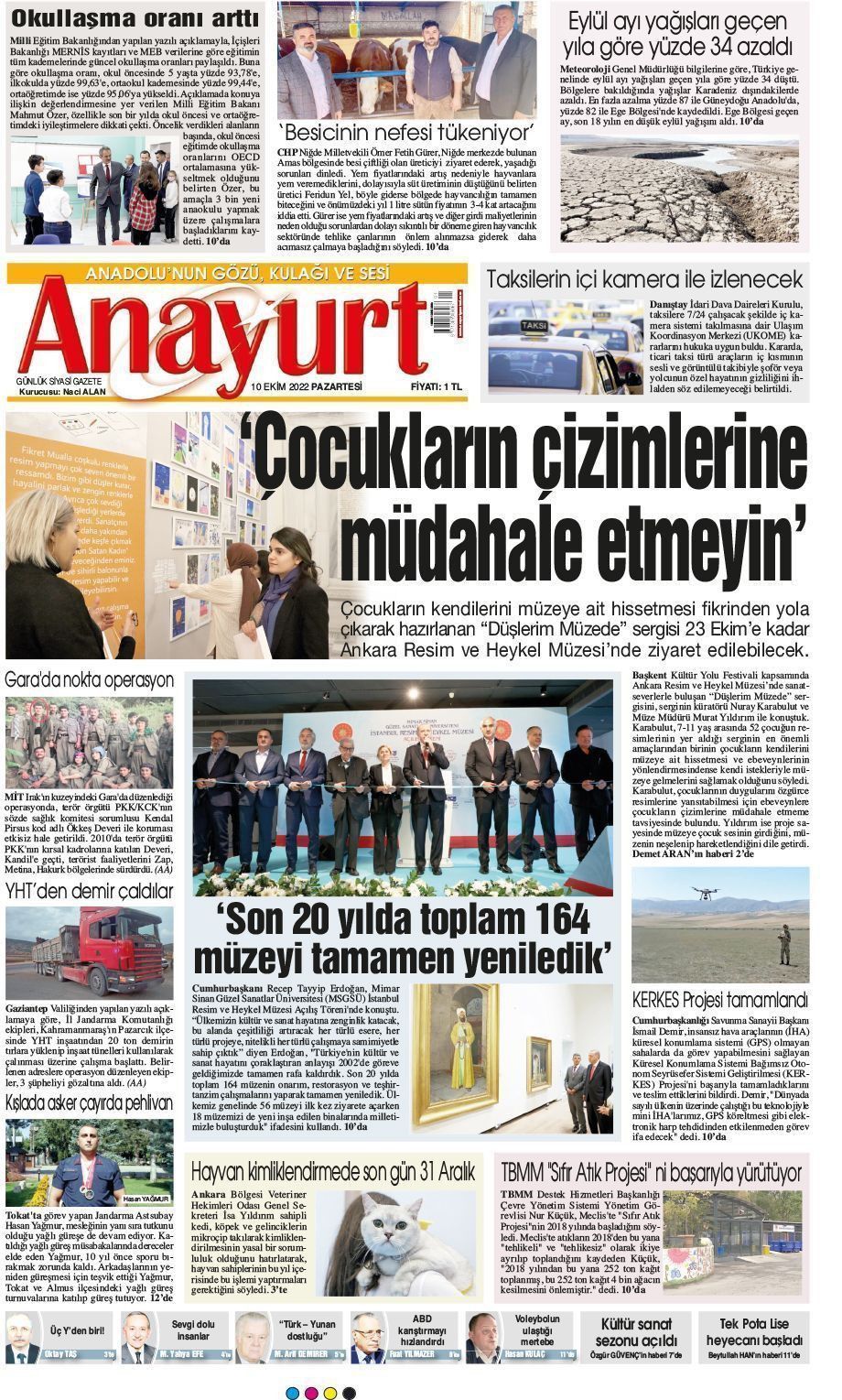 10 Ekim 2022 Anayurt Gazete Manşeti