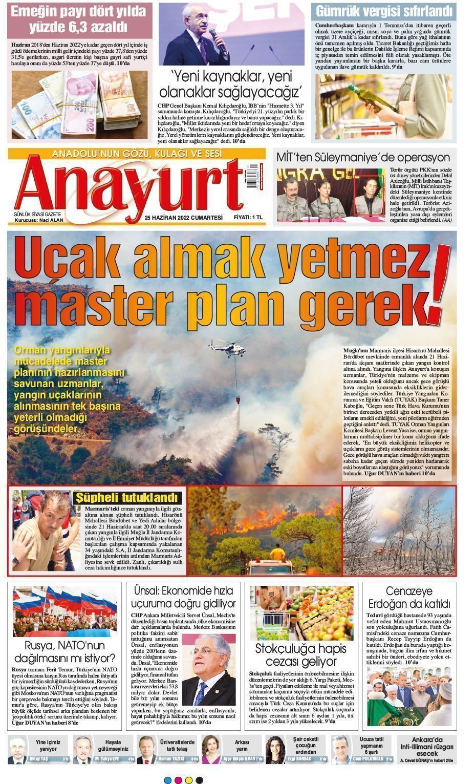 26 Haziran 2022 Anayurt Gazete Manşeti