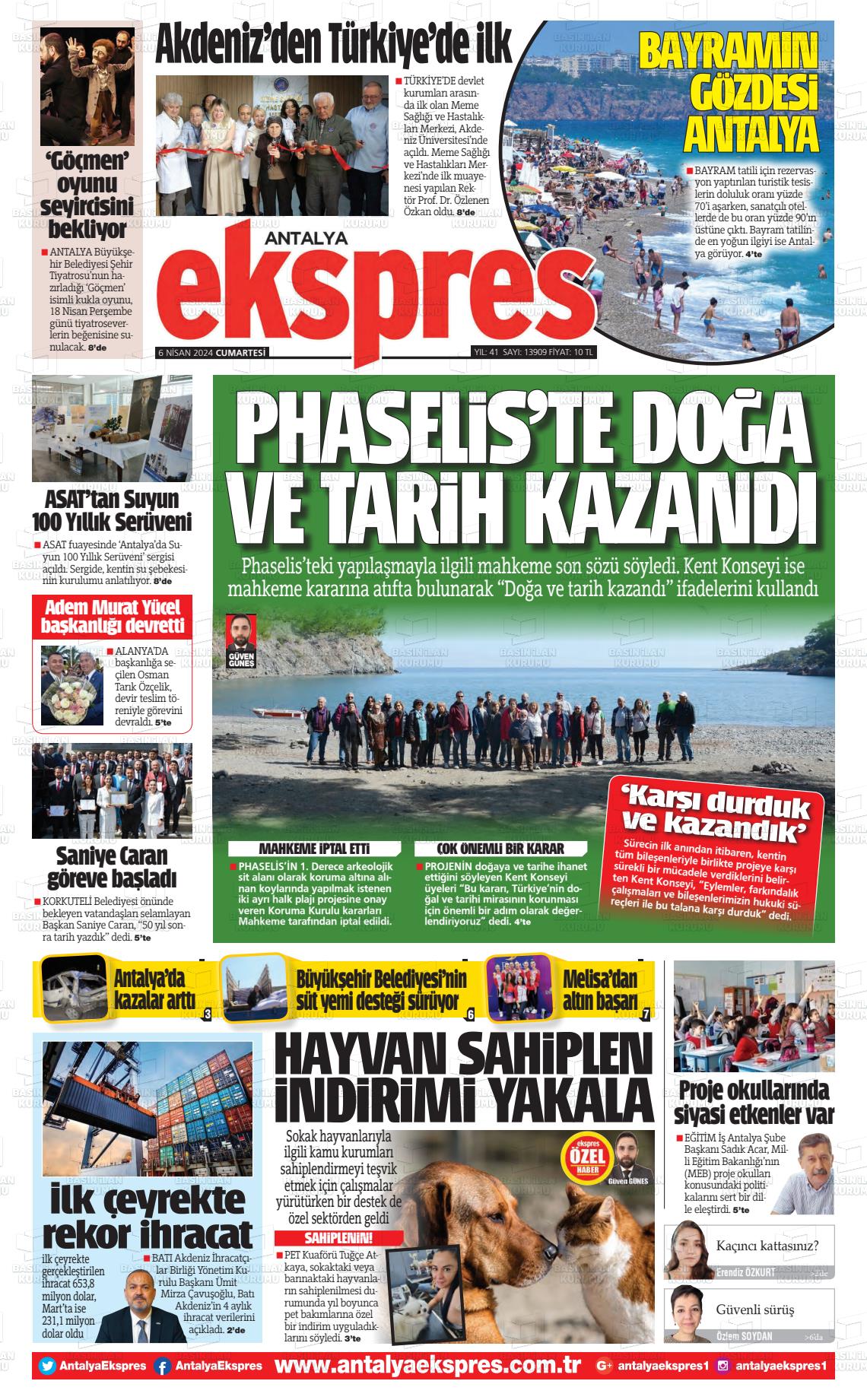 06 Nisan 2024 Antalya Ekspres Gazete Manşeti