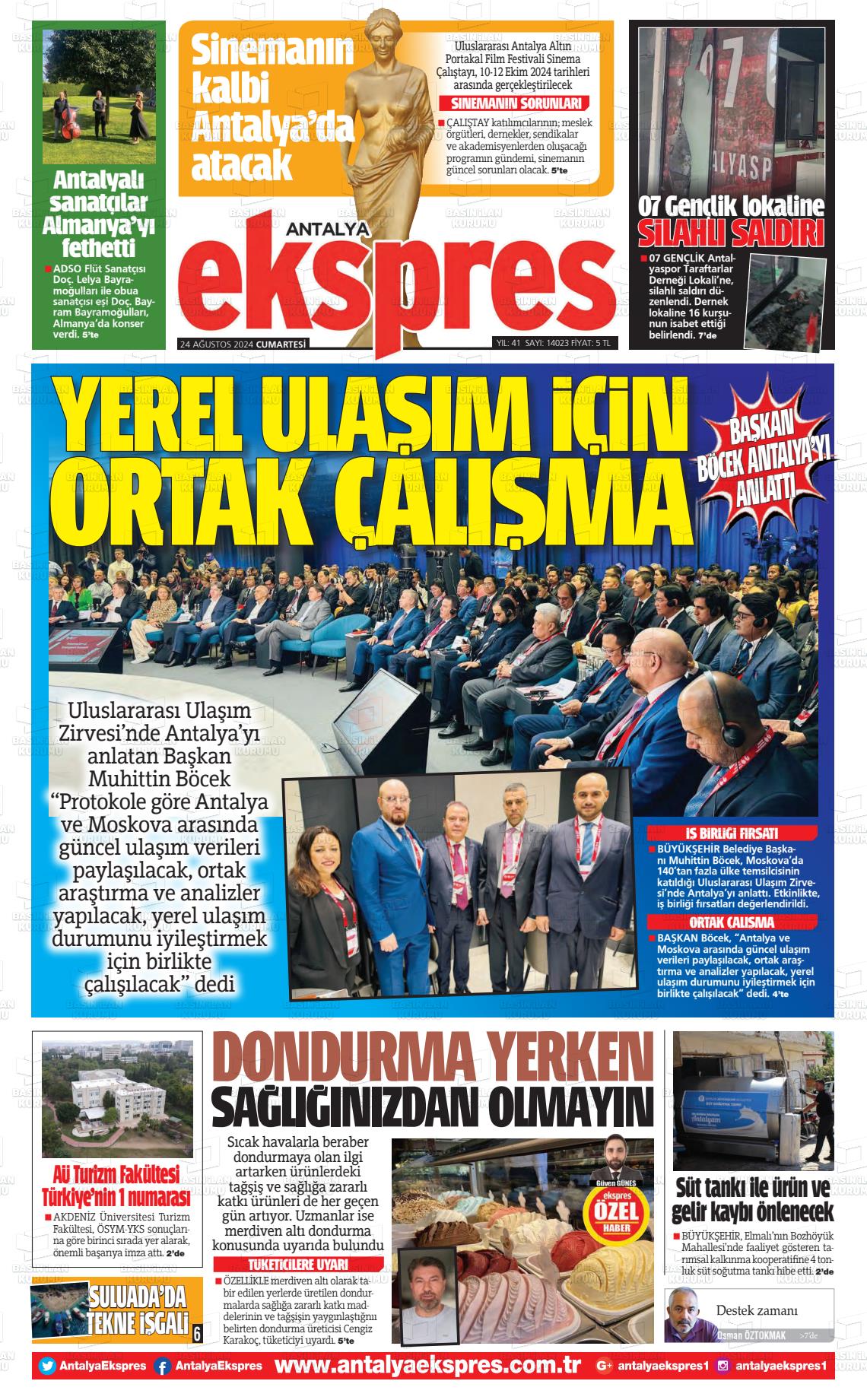 24 Ağustos 2024 Antalya Ekspres Gazete Manşeti