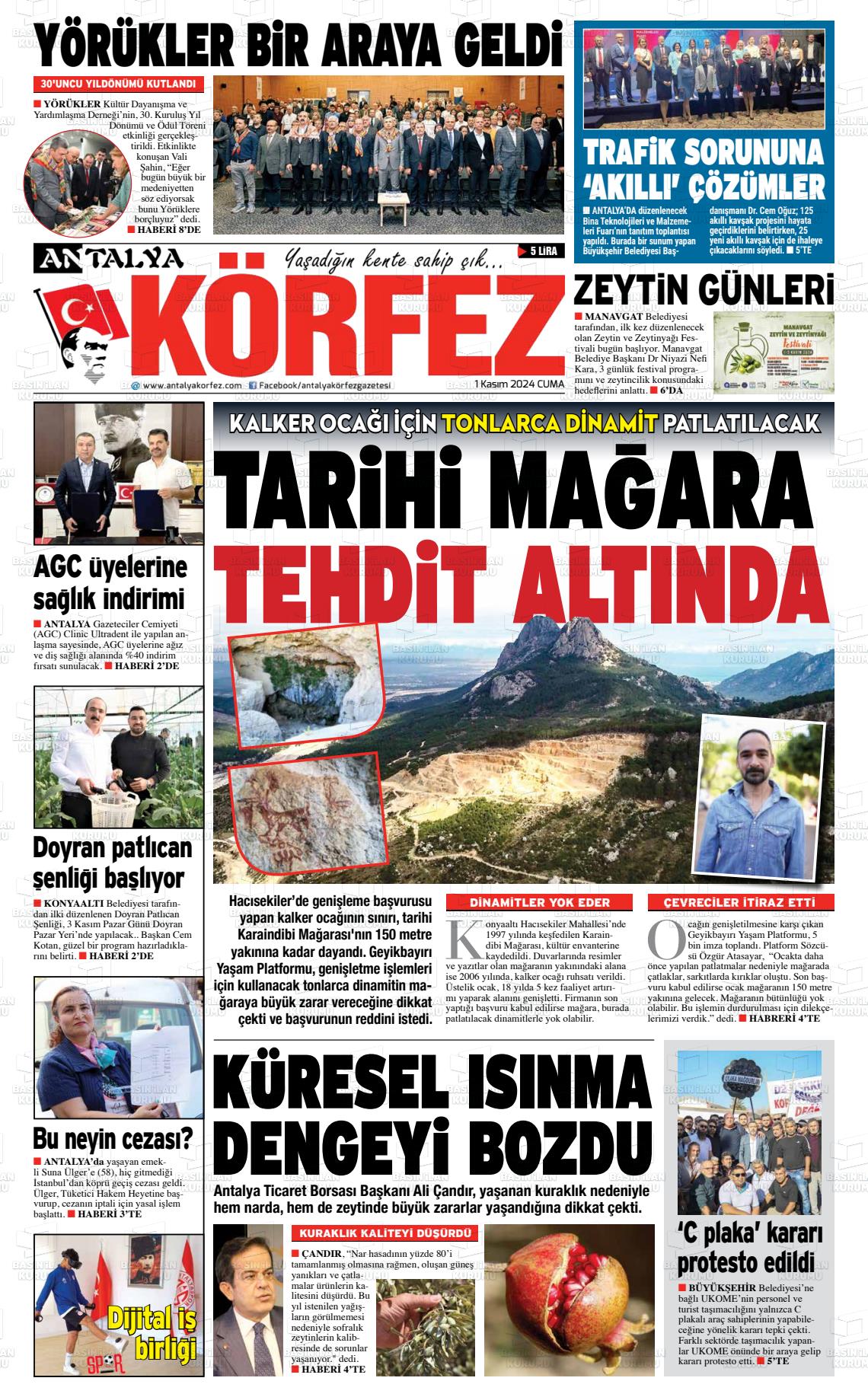 01 Kasım 2024 Antalya Körfez Gazete Manşeti