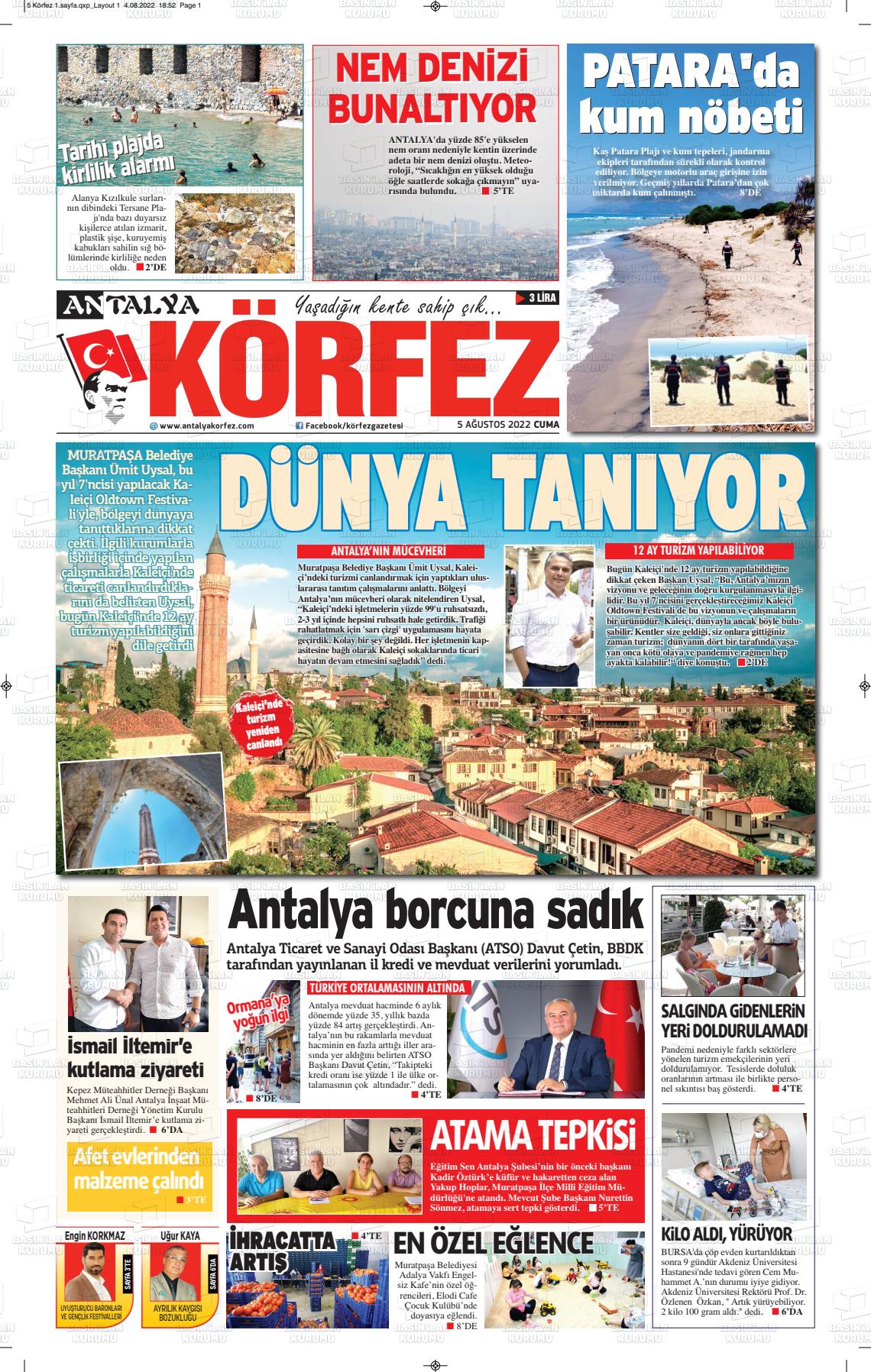 03 Ekim 2022 Antalya Körfez Gazete Manşeti