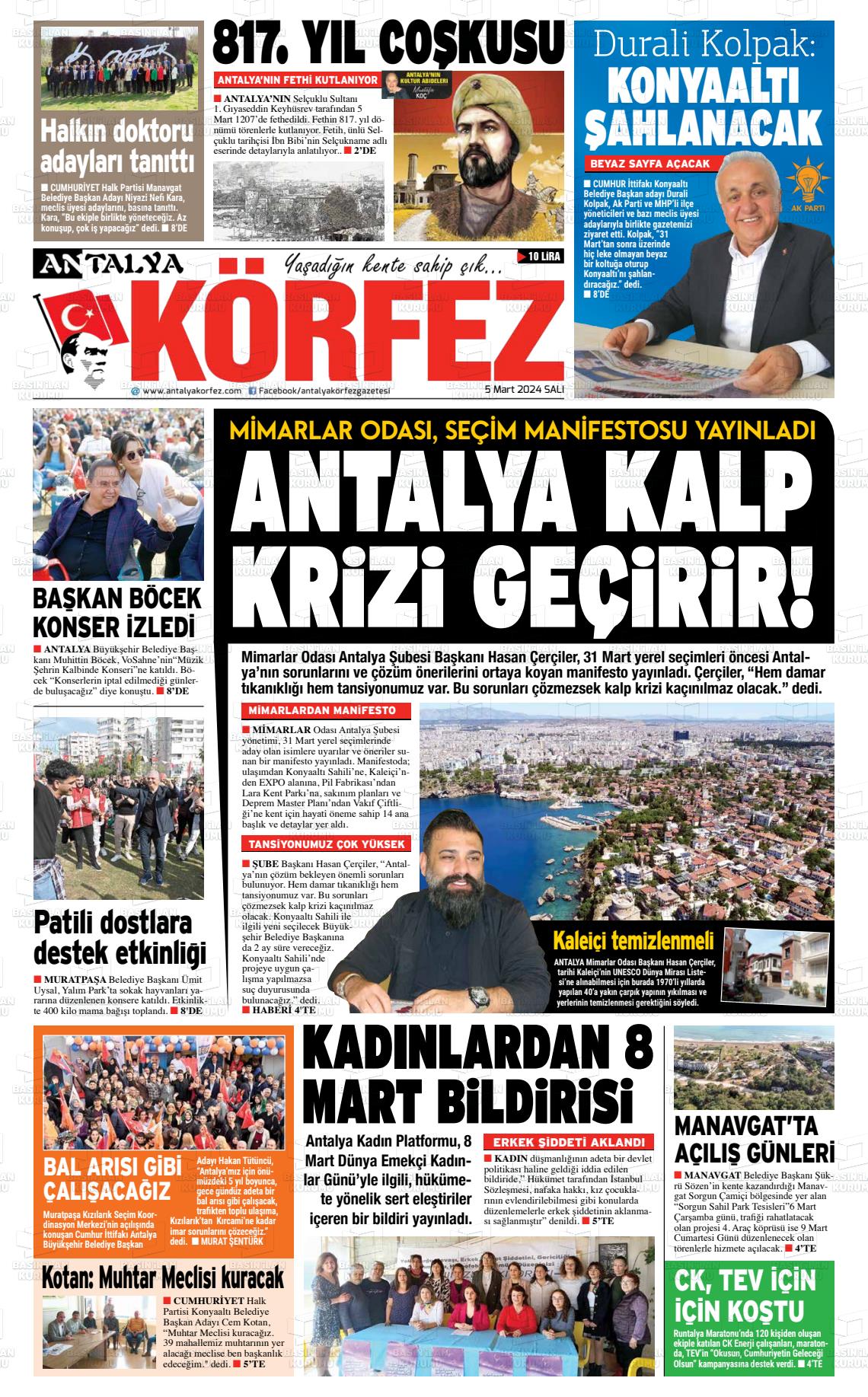 07 Mart 2024 Antalya Körfez Gazete Manşeti