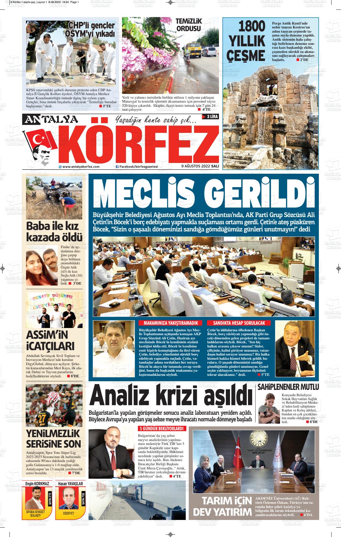 07 Ekim 2022 Antalya Körfez Gazete Manşeti