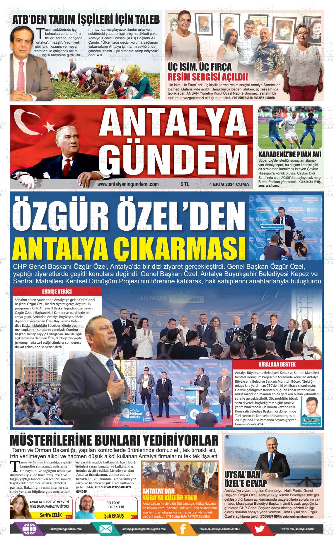 04 Ekim 2024 Antalya'nın Gündemi Gazete Manşeti