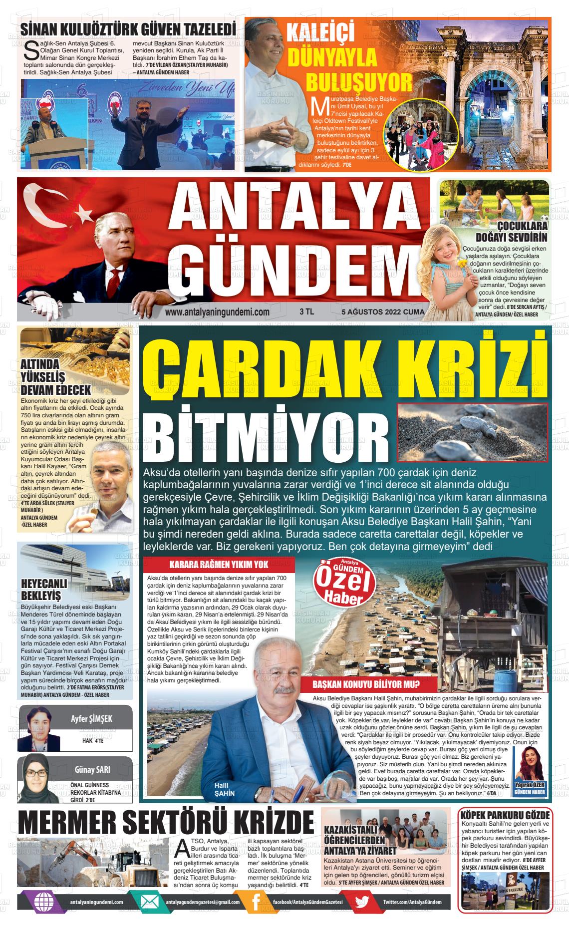 05 Ağustos 2022 Antalya'nın Gündemi Gazete Manşeti