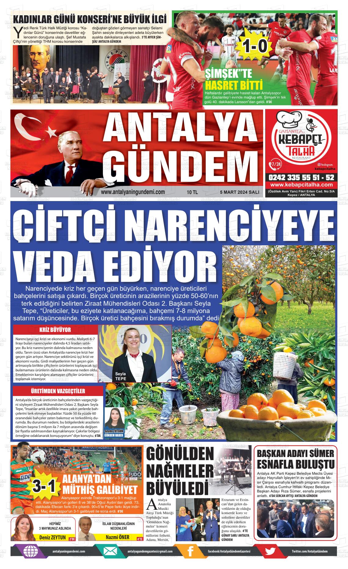 07 Mart 2024 Antalya'nın Gündemi Gazete Manşeti