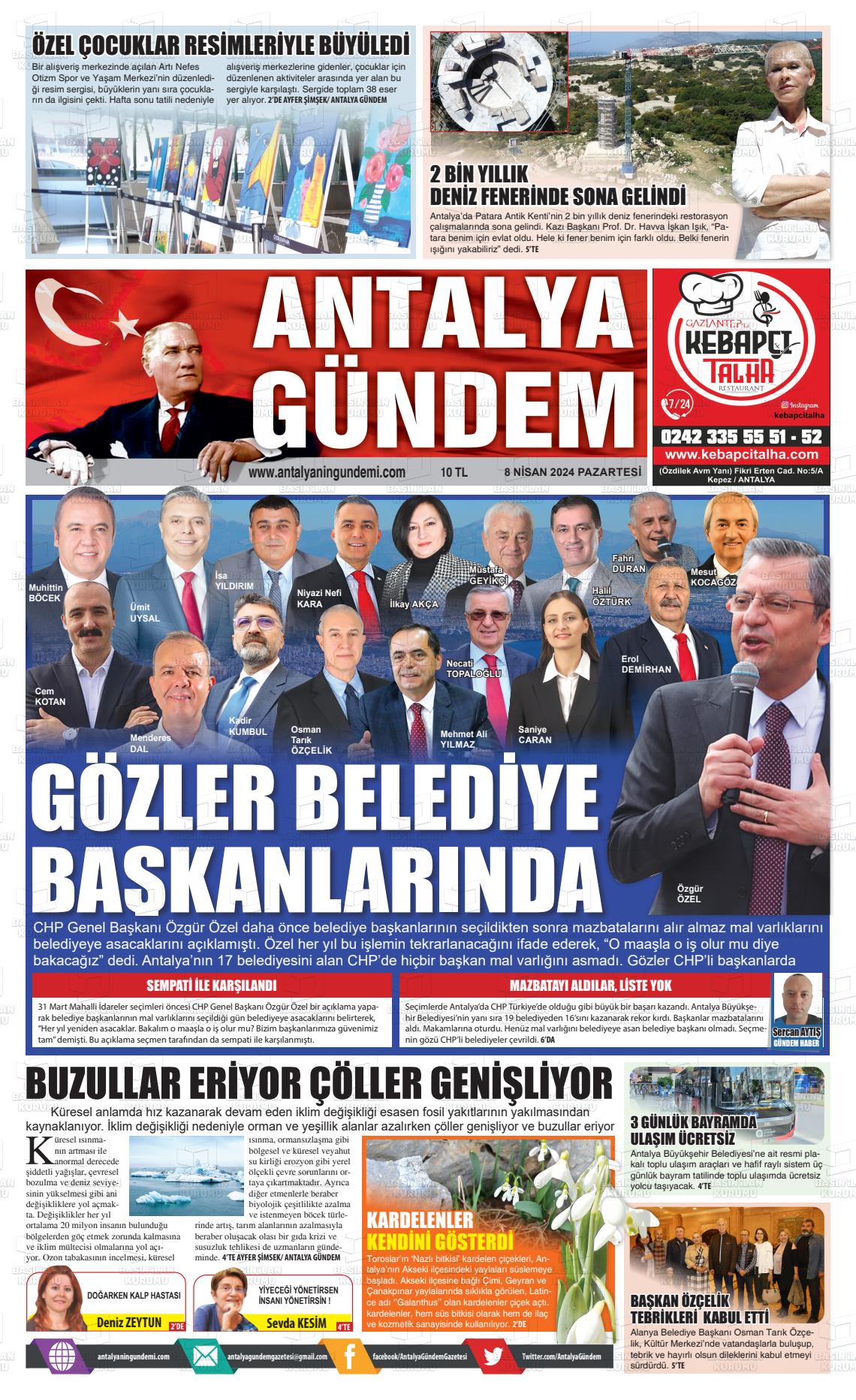 08 Nisan 2024 Antalya'nın Gündemi Gazete Manşeti