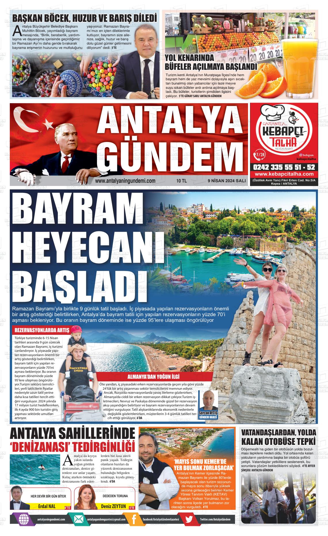 09 Nisan 2024 Antalya'nın Gündemi Gazete Manşeti