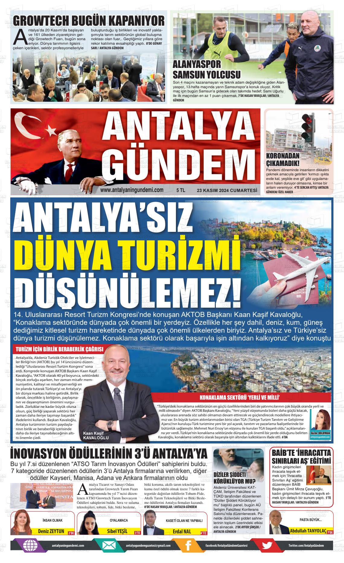 23 Kasım 2024 Antalya'nın Gündemi Gazete Manşeti