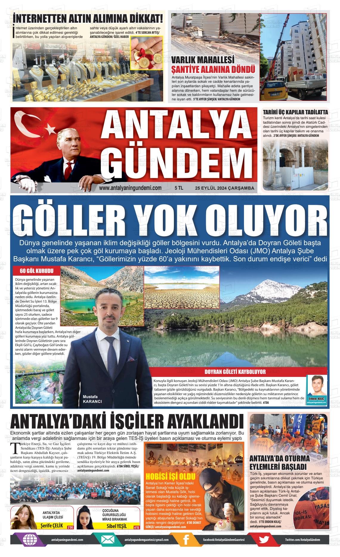 25 Eylül 2024 Antalya'nın Gündemi Gazete Manşeti