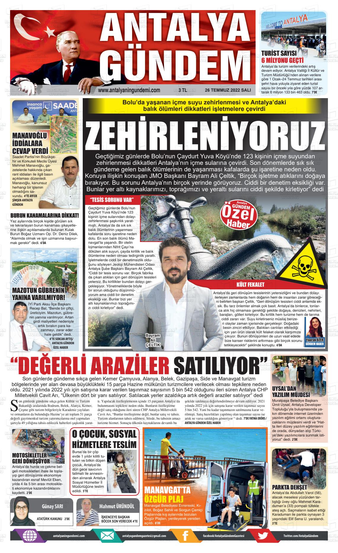 23 Eylül 2022 Antalya'nın Gündemi Gazete Manşeti