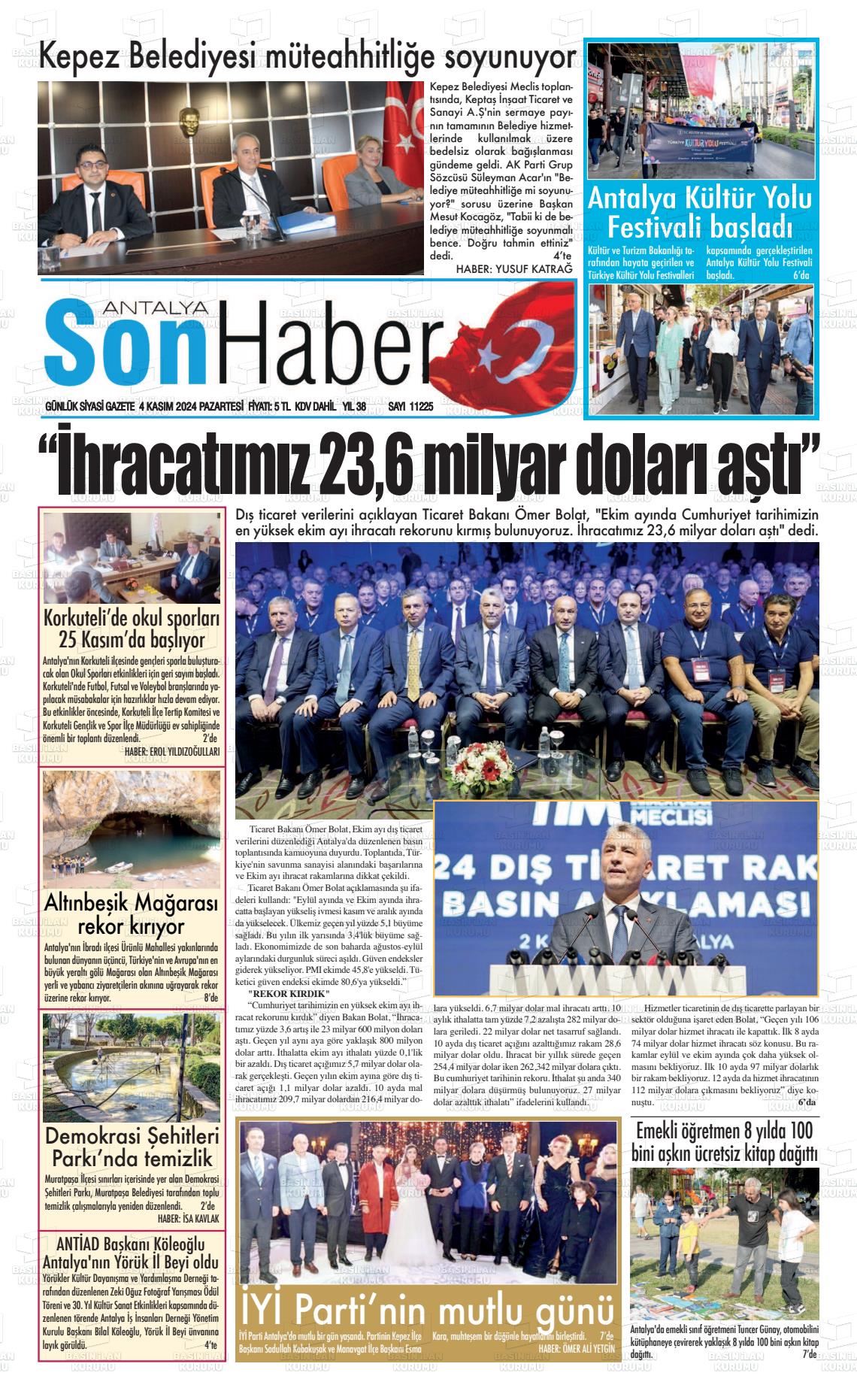 04 Kasım 2024 Antalya Son Haber Gazete Manşeti