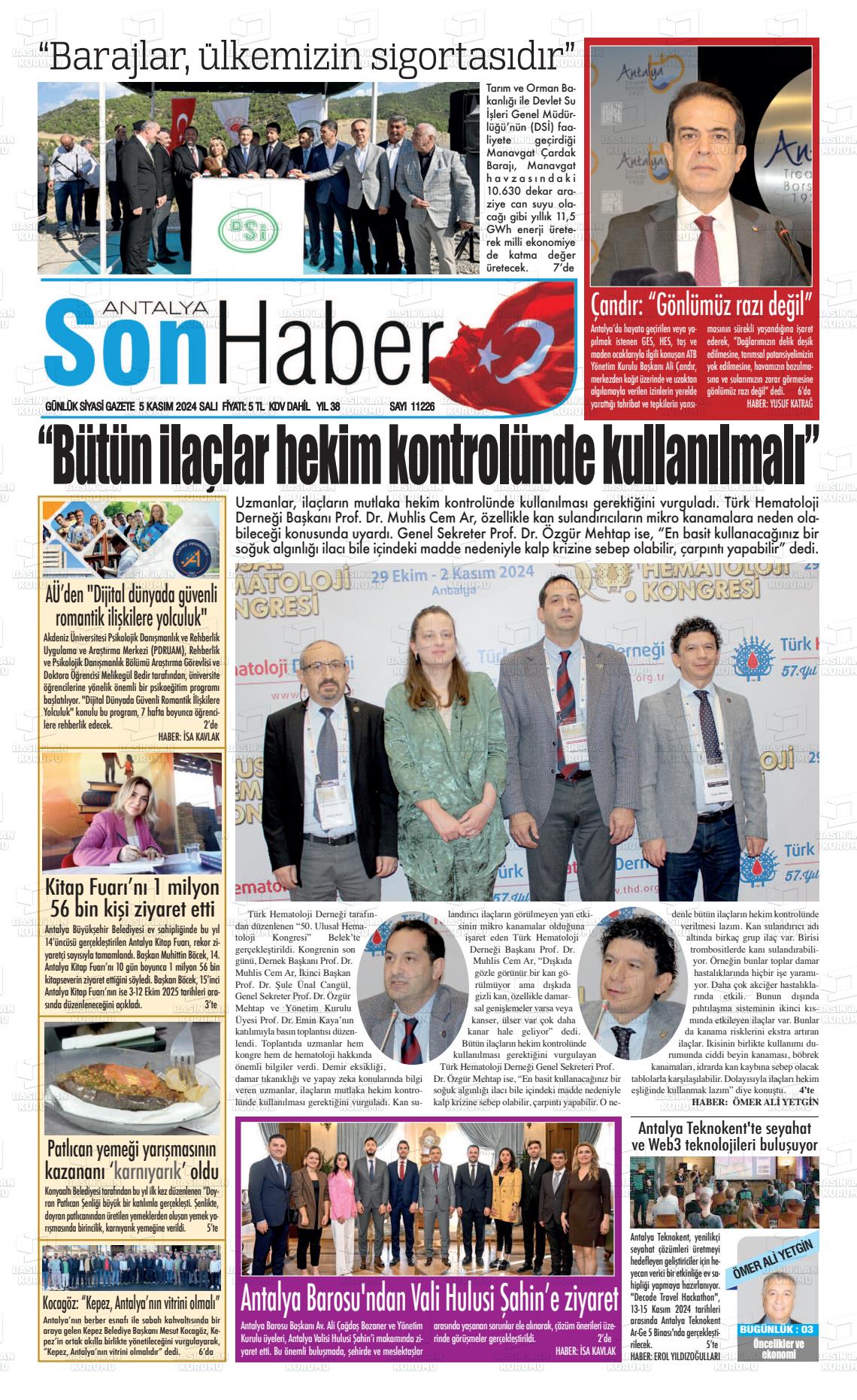 05 Kasım 2024 Antalya Son Haber Gazete Manşeti