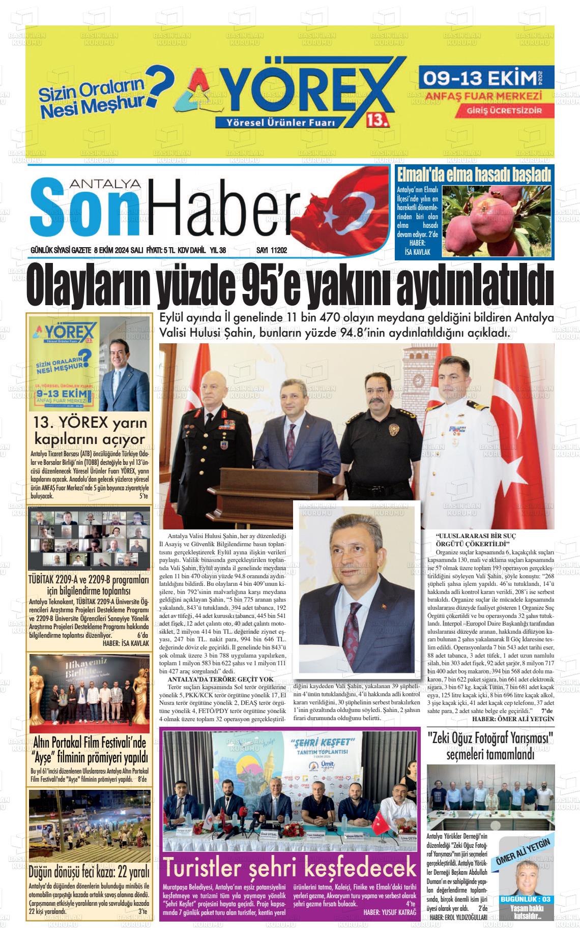 08 Ekim 2024 Antalya Son Haber Gazete Manşeti