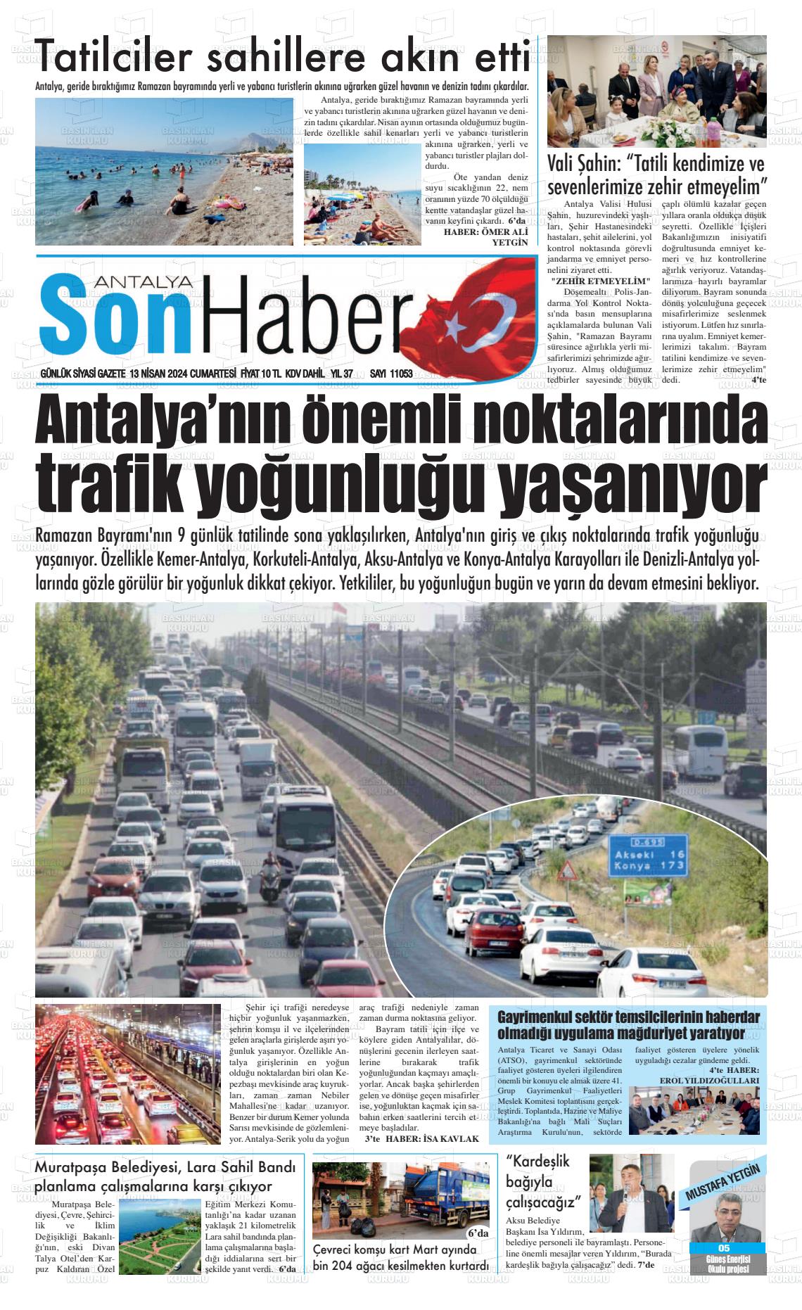 13 Nisan 2024 Antalya Son Haber Gazete Manşeti