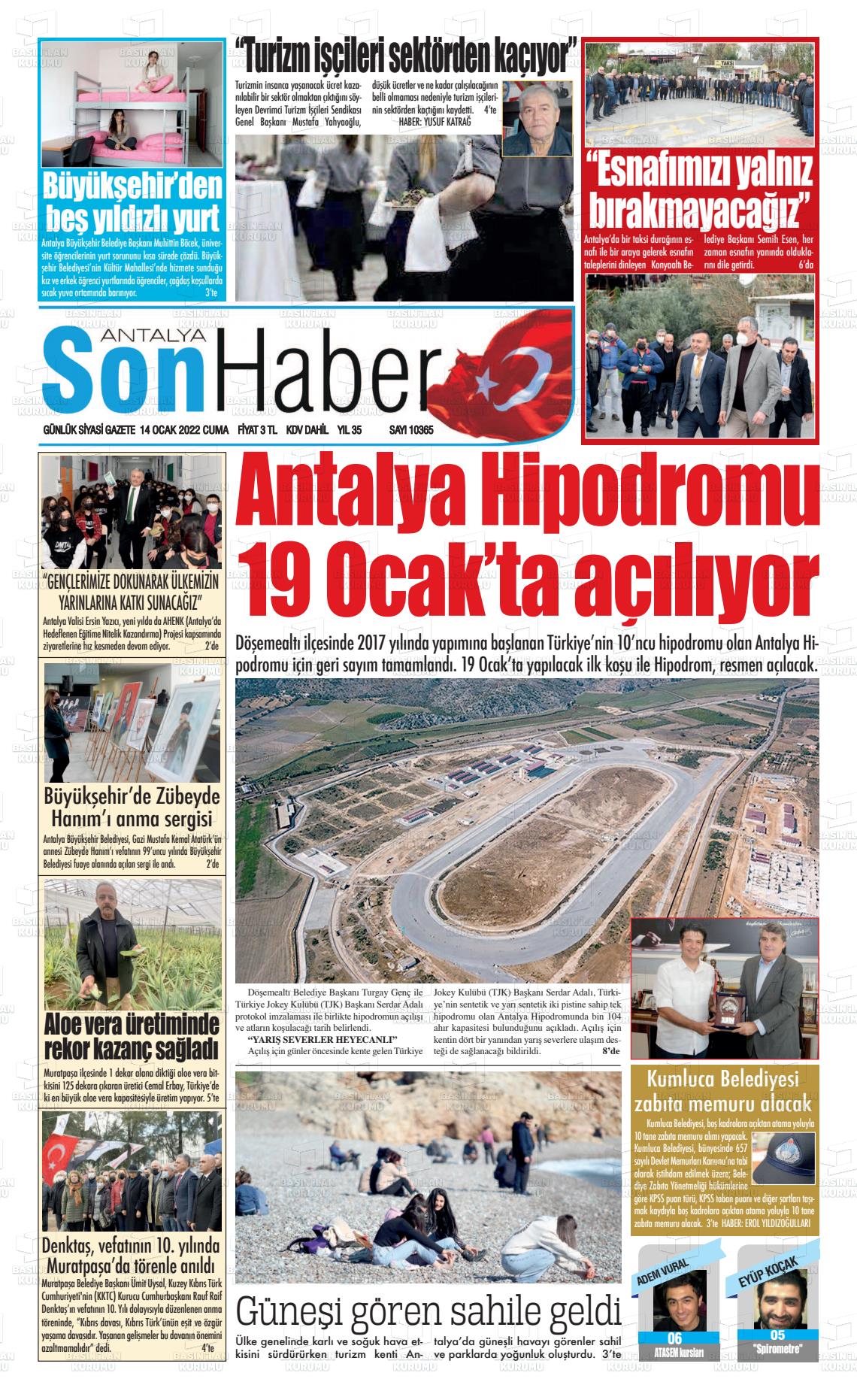 14 Ocak 2022 Antalya Son Haber Gazete Manşeti