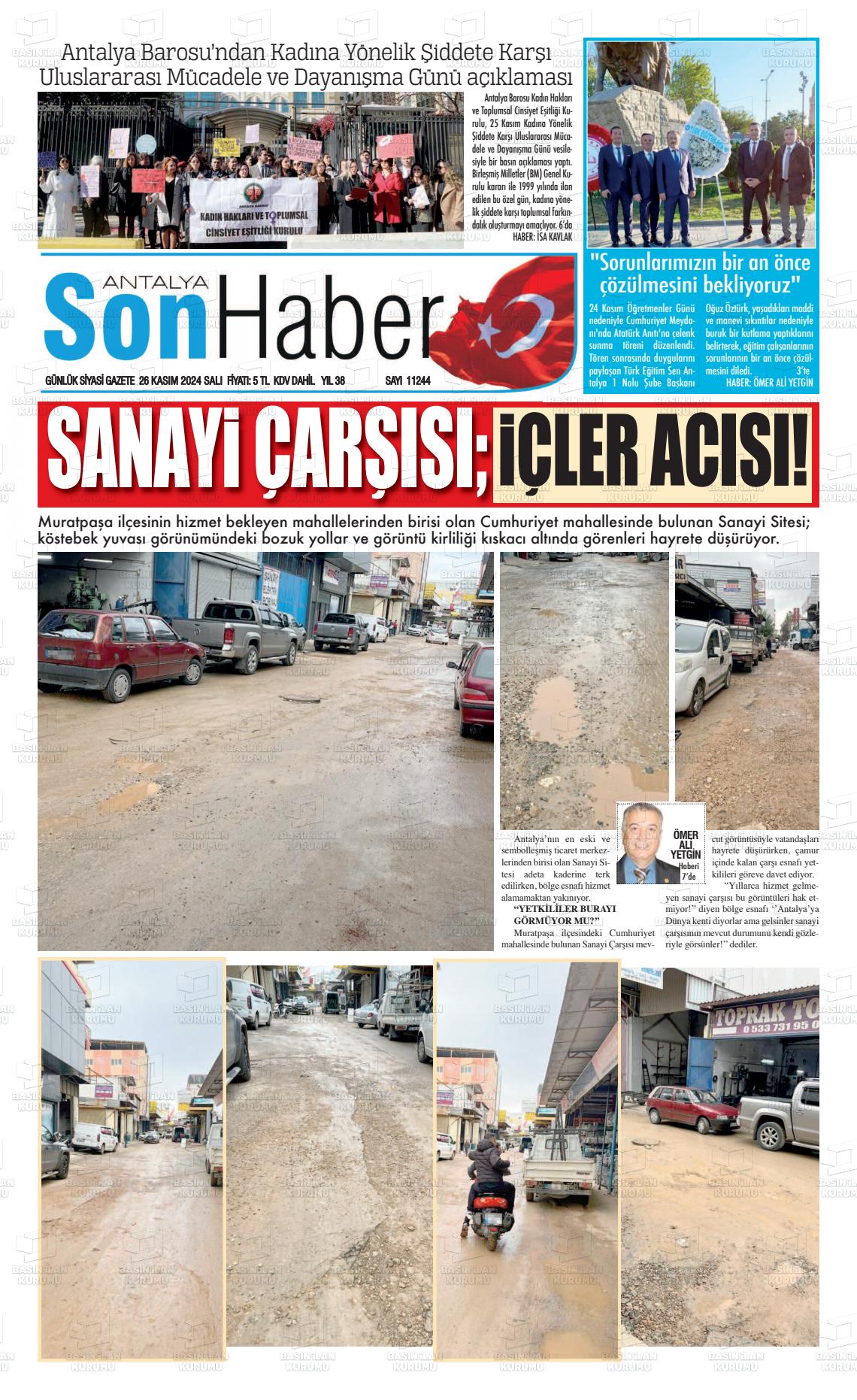 26 Kasım 2024 Antalya Son Haber Gazete Manşeti