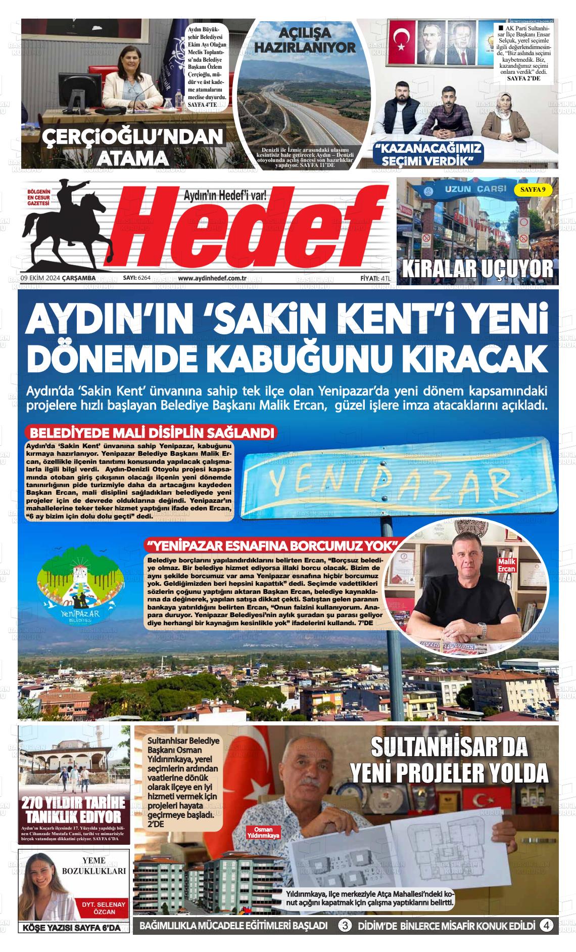 09 Ekim 2024 Aydın Hedef Gazete Manşeti