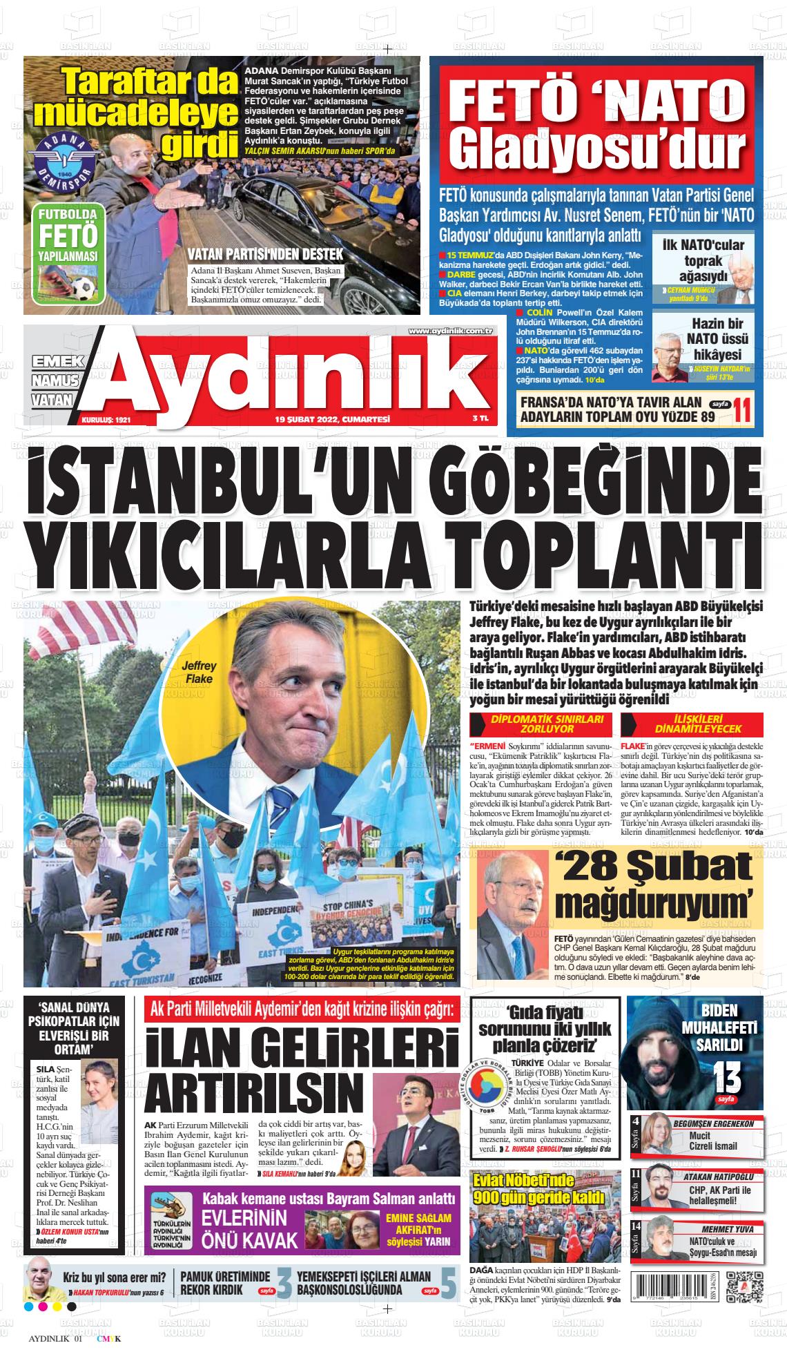 19 Şubat 2022 Aydınlık Gazete Manşeti