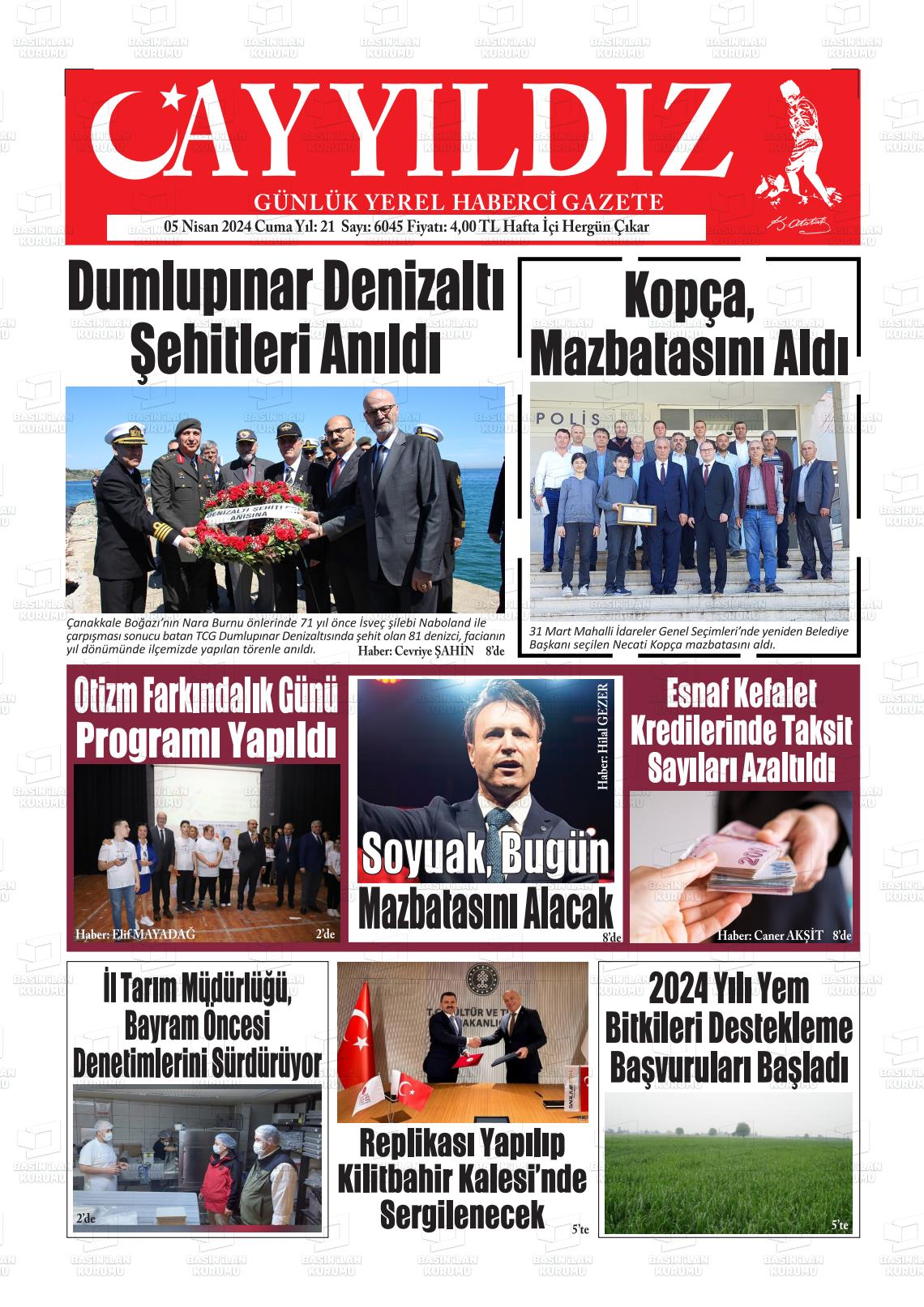 05 Nisan 2024 Ayyıldız Gazete Manşeti