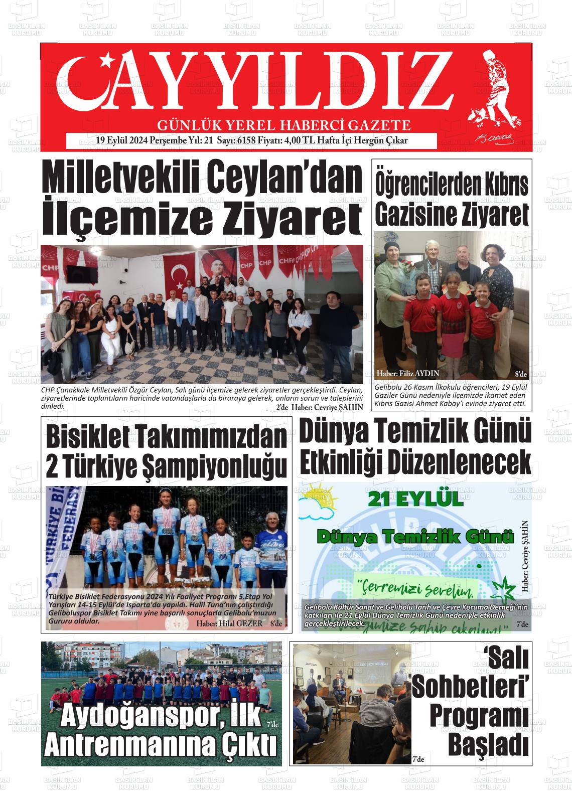 19 Eylül 2024 Ayyıldız Gazete Manşeti