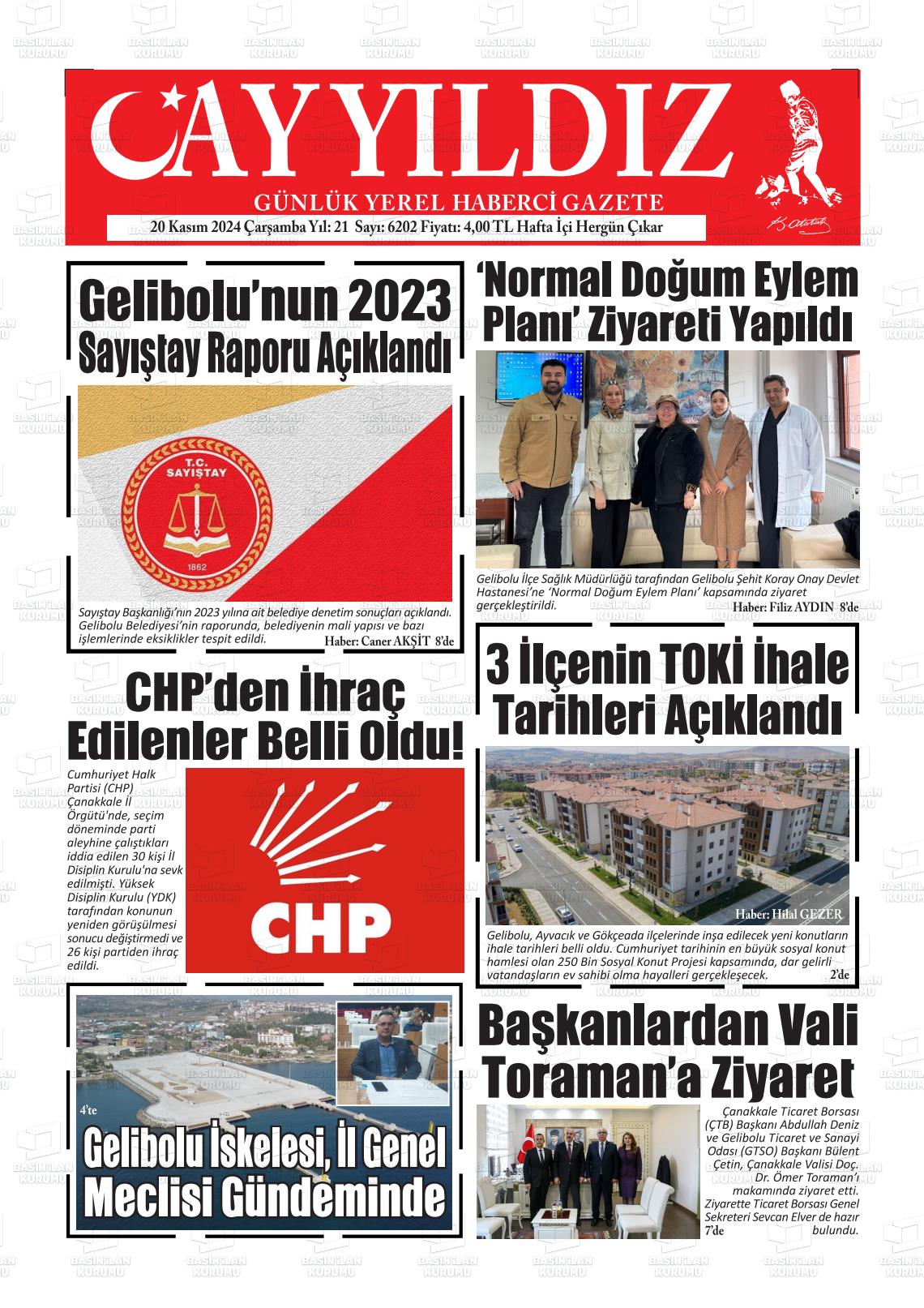 20 Kasım 2024 Ayyıldız Gazete Manşeti