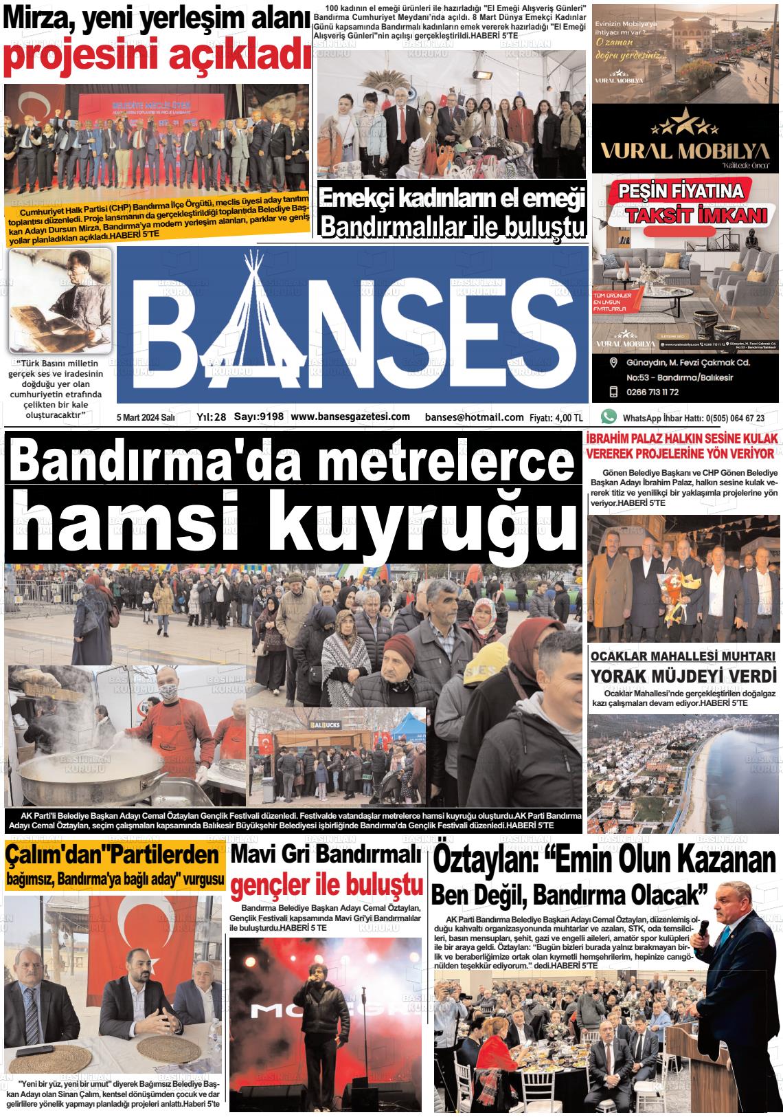 05 Mart 2024 Banses Gazete Manşeti