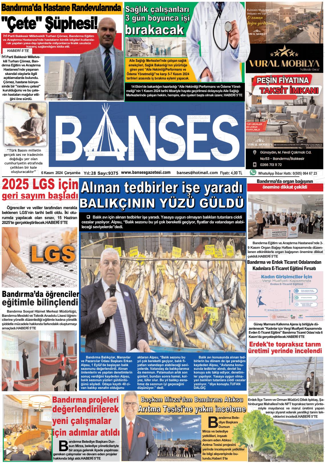 06 Kasım 2024 Banses Gazete Manşeti