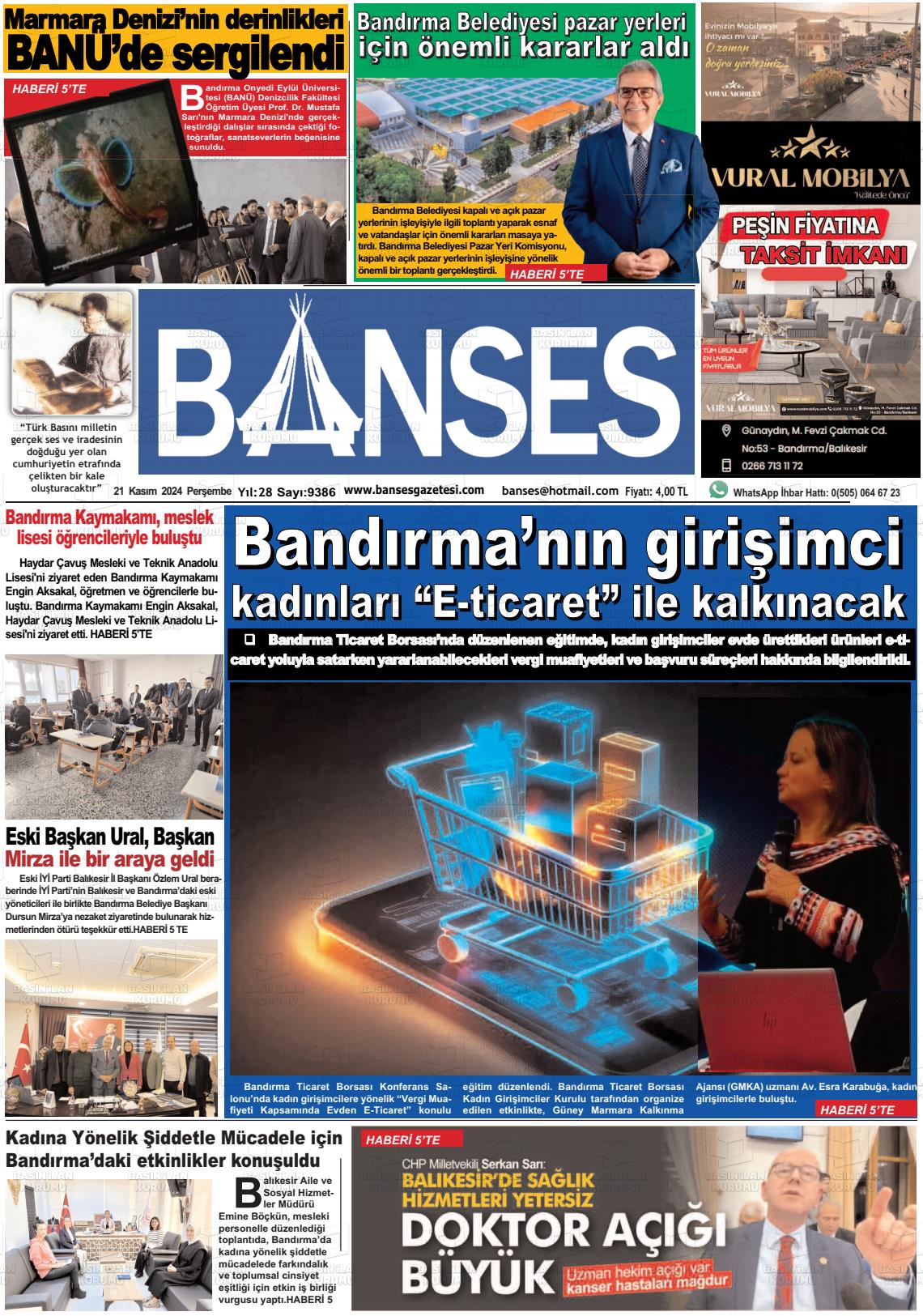 21 Kasım 2024 Banses Gazete Manşeti