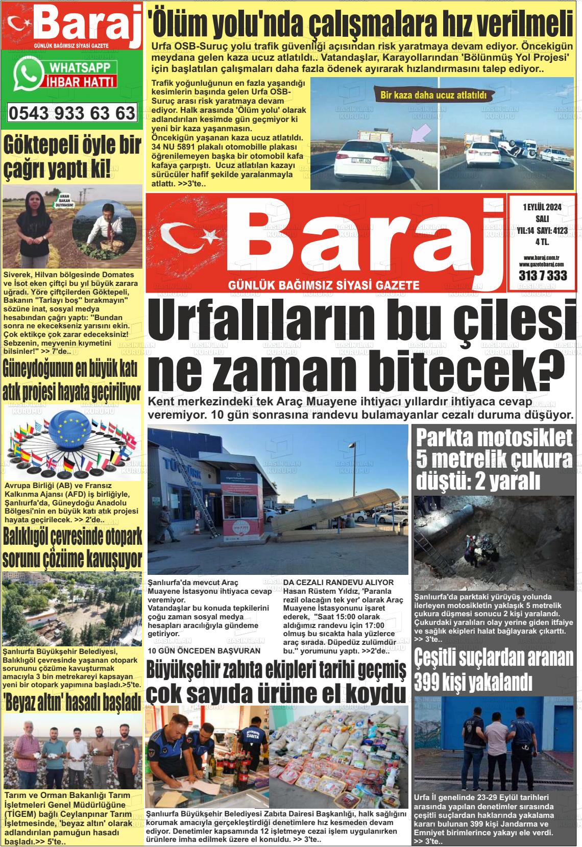 01 Ekim 2024 Baraj Gazete Manşeti