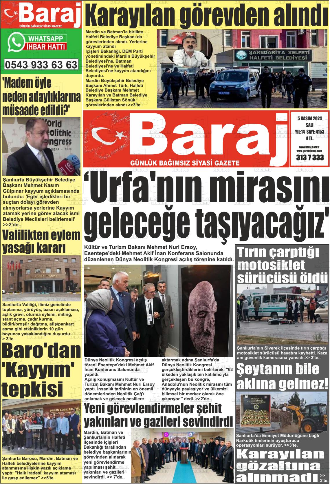 05 Kasım 2024 Baraj Gazete Manşeti