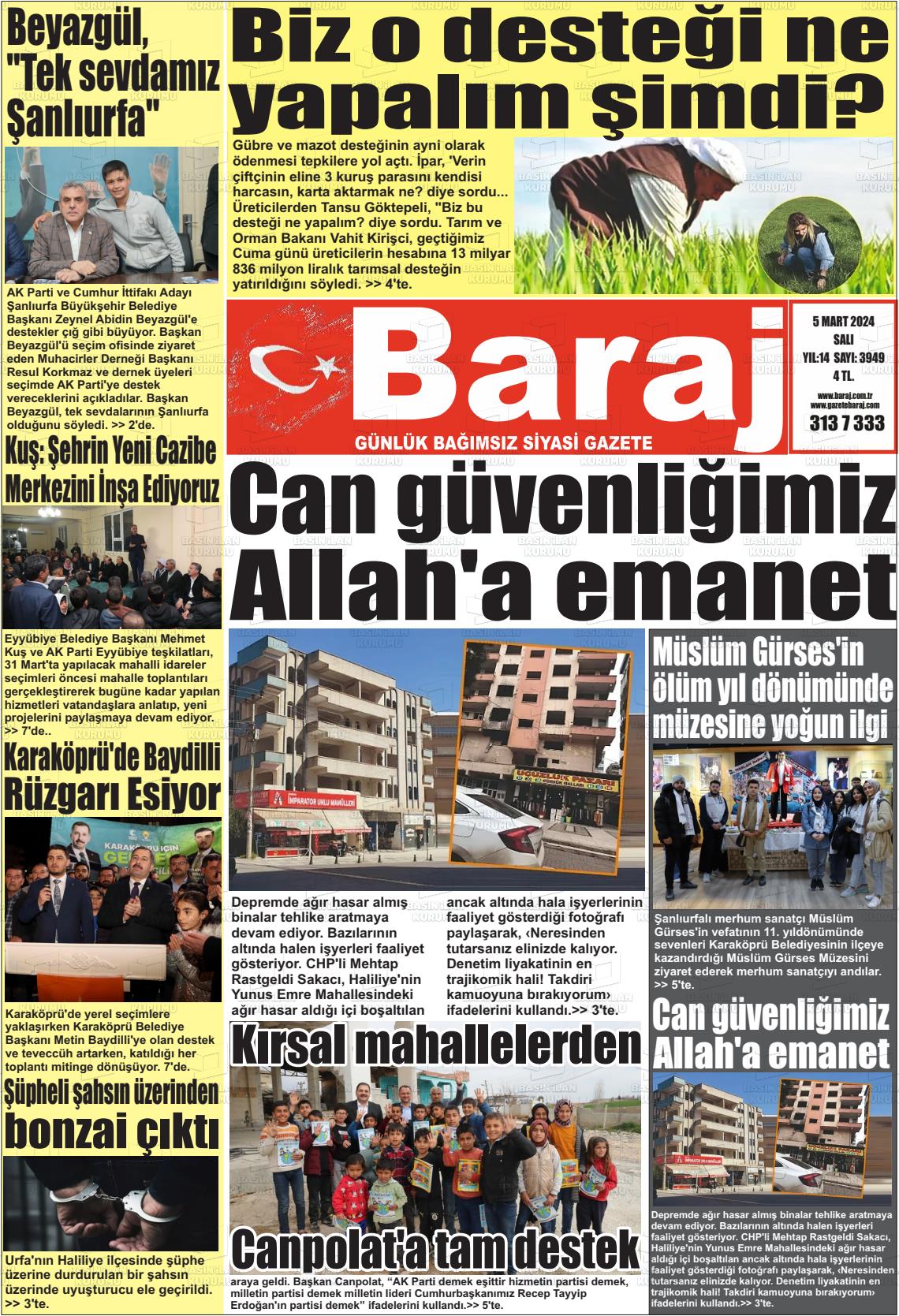 07 Mart 2024 Baraj Gazete Manşeti