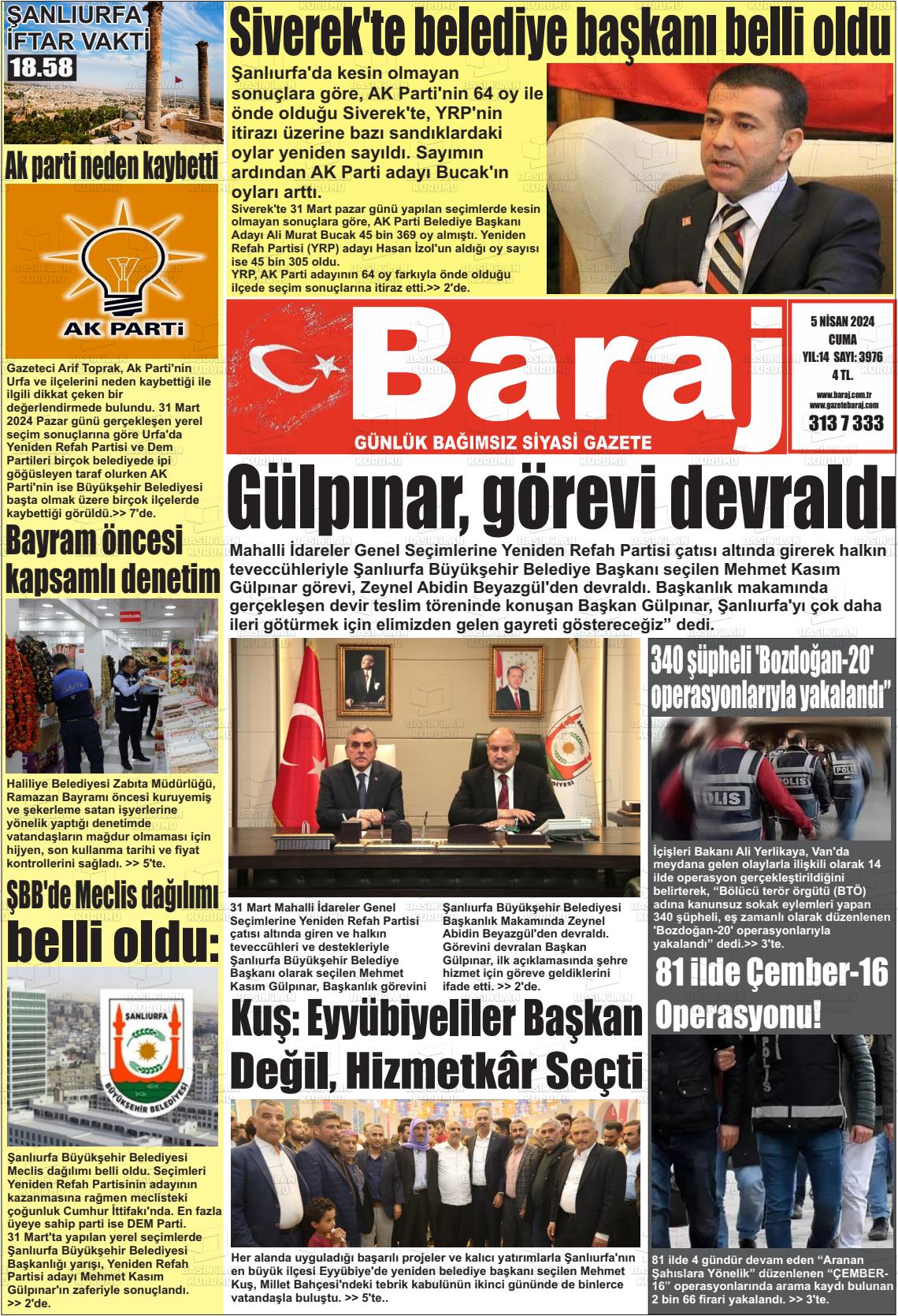 05 Nisan 2024 Baraj Gazete Manşeti