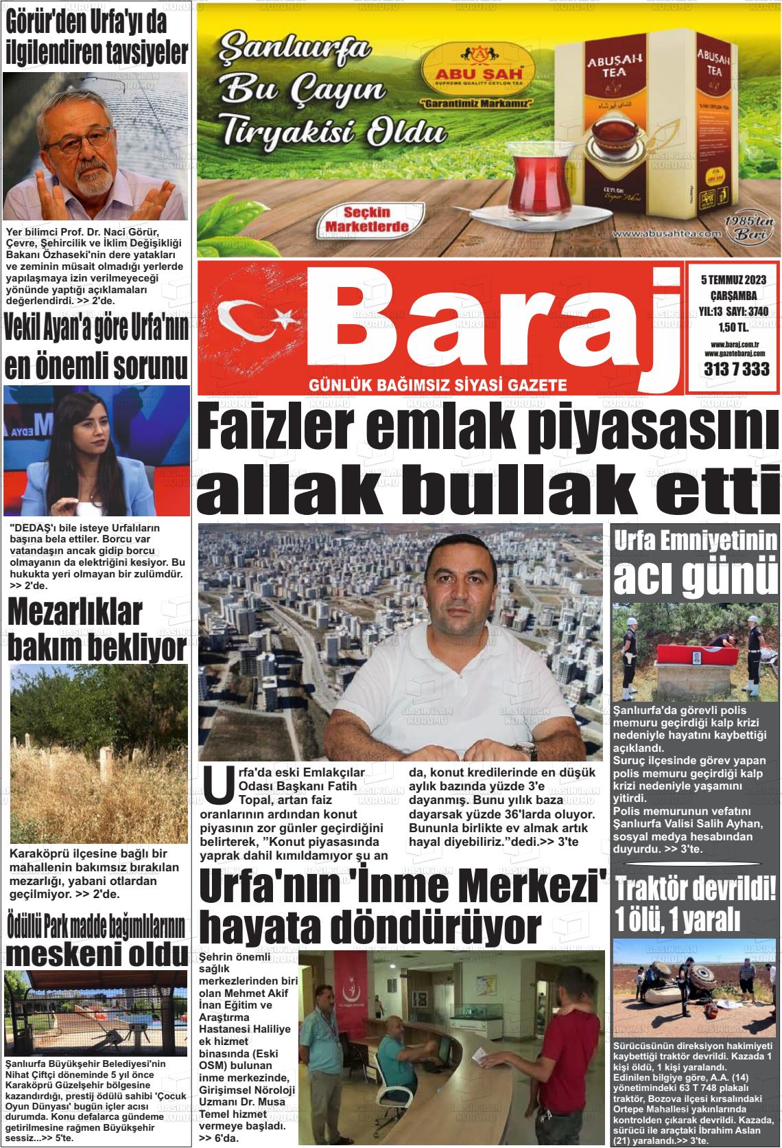 05 Temmuz 2023 Baraj Gazete Manşeti